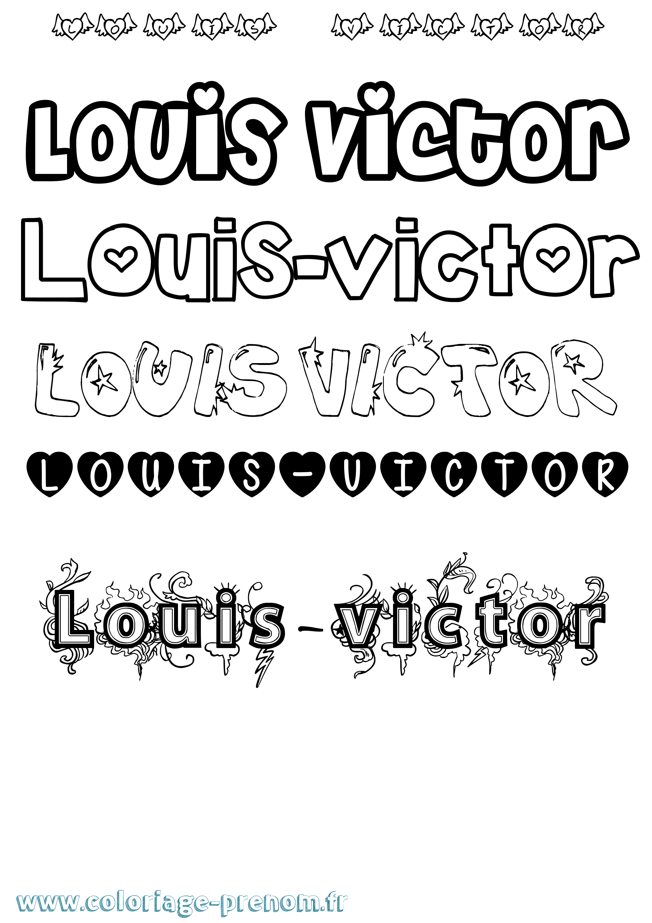 Coloriage Louis-Victor Girly Coloriage prénom Louis-Victor Girly