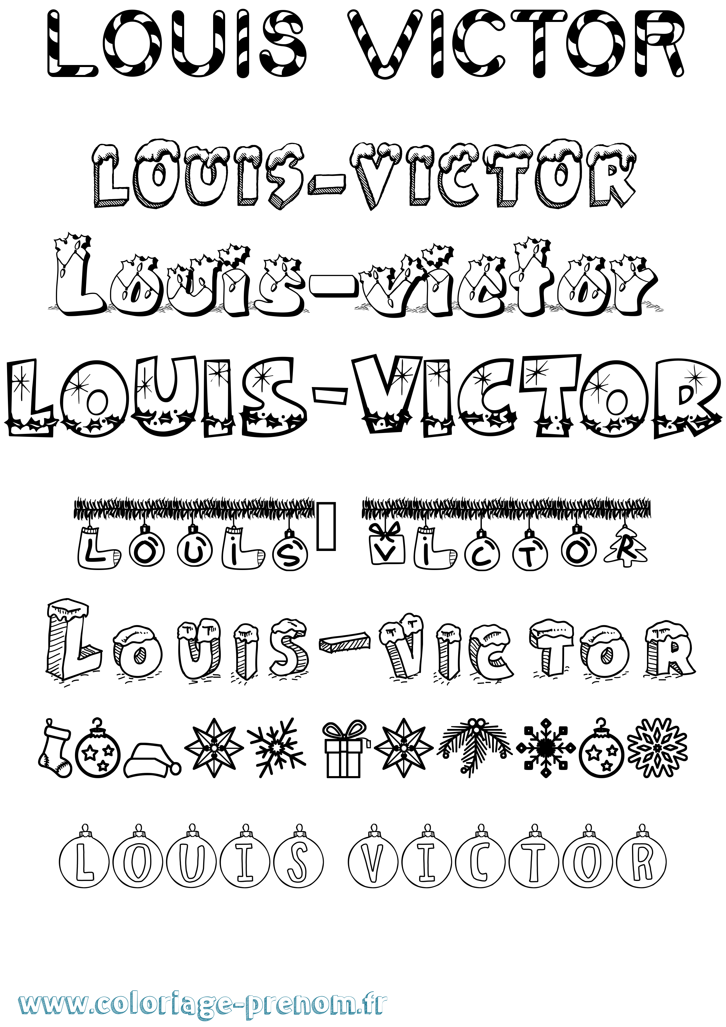 Coloriage Louis-Victor Noël Coloriage prénom Louis-Victor Noël