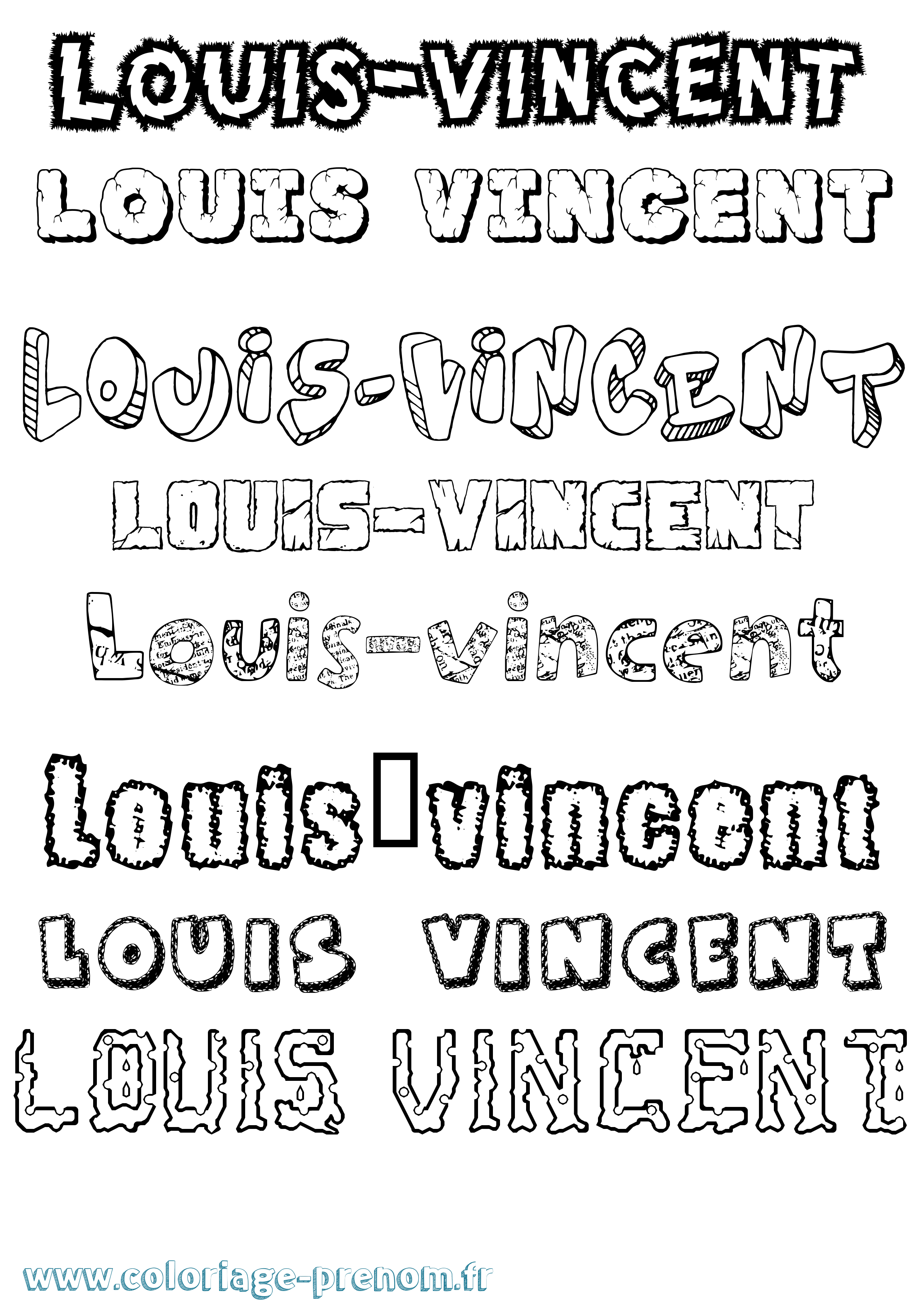 Coloriage Louis-Vincent Destructuré Coloriage prénom Louis-Vincent Destructuré