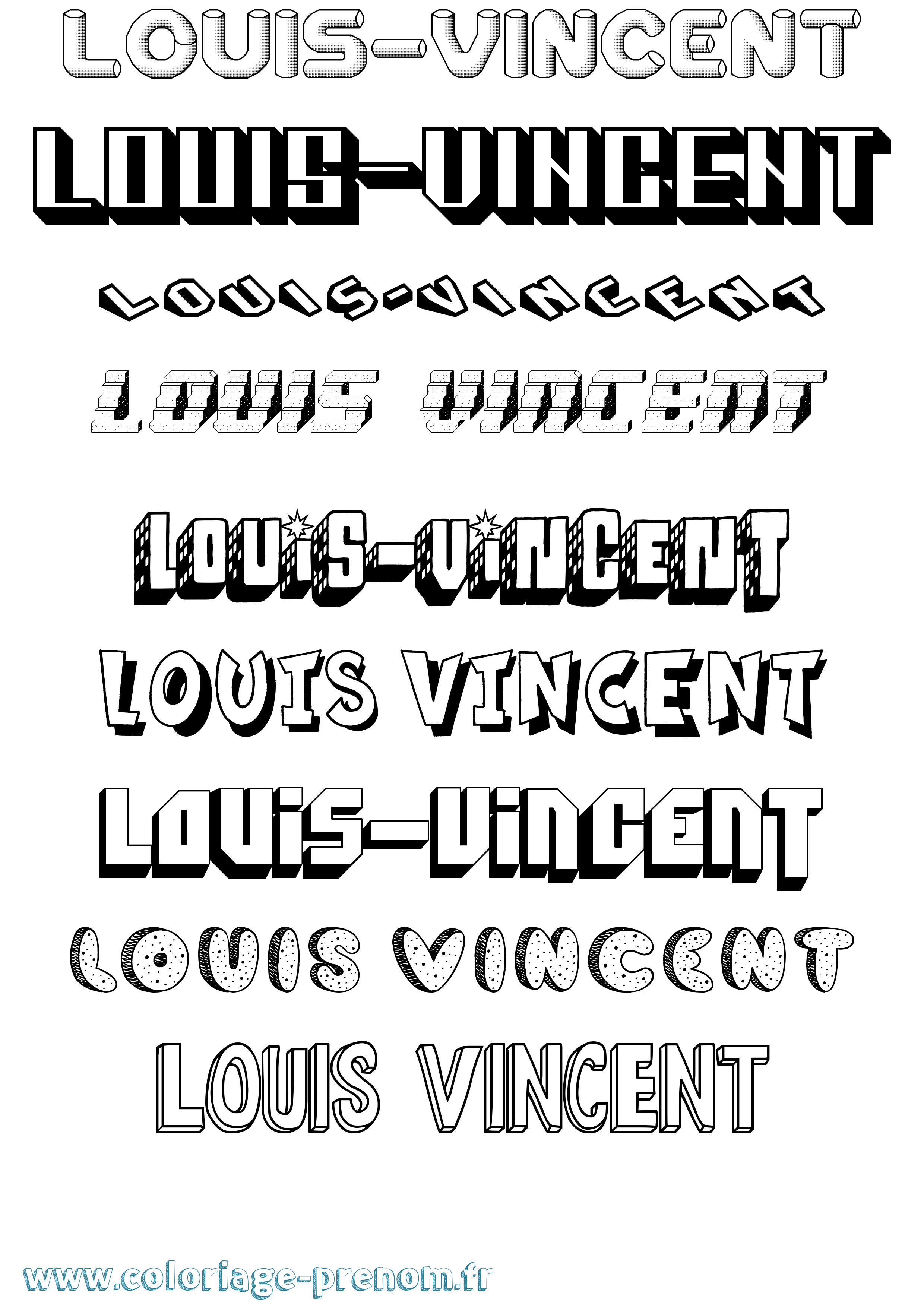 Coloriage Louis-Vincent Effet 3D Coloriage prénom Louis-Vincent Effet 3D