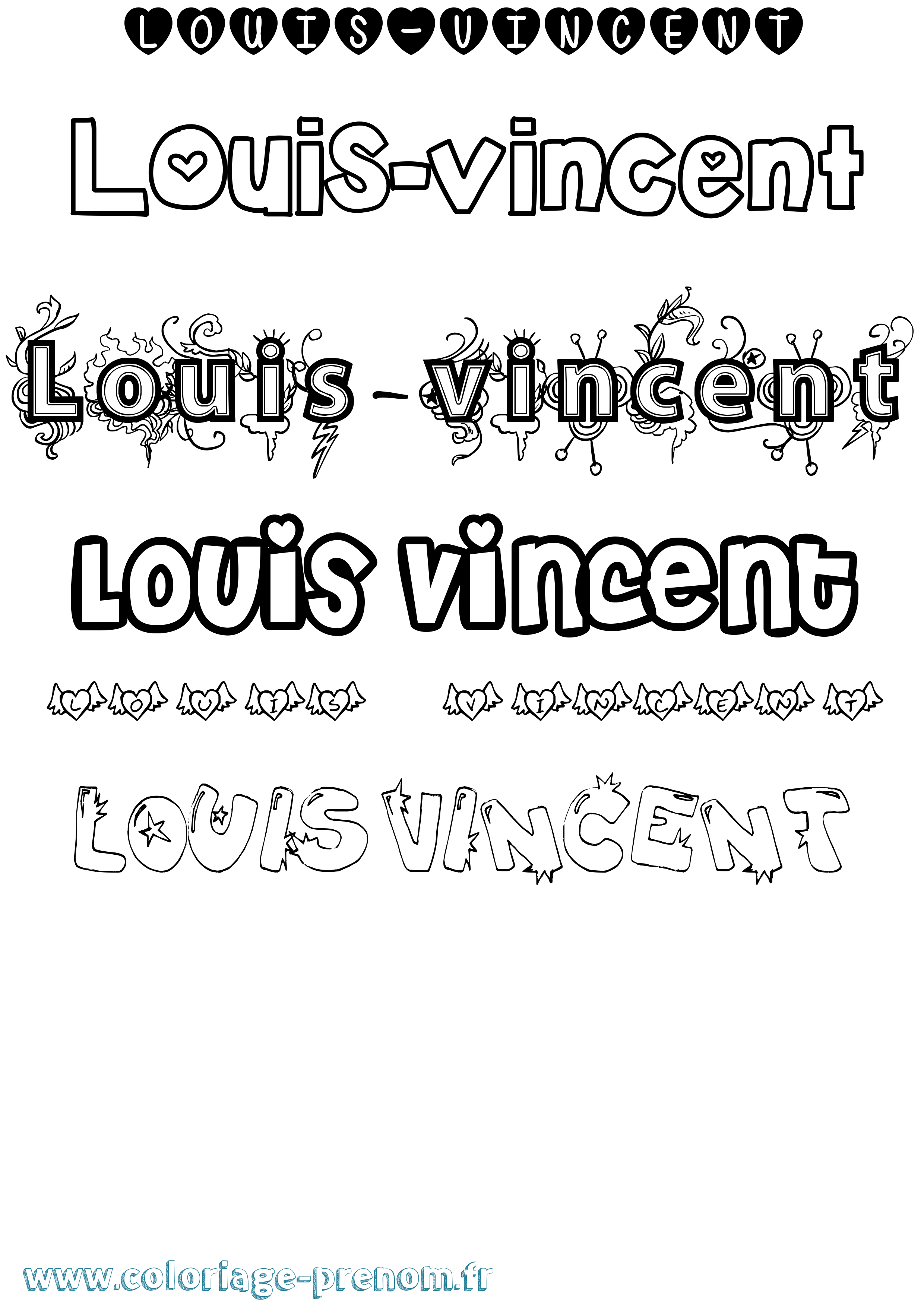 Coloriage Louis-Vincent Girly Coloriage prénom Louis-Vincent Girly