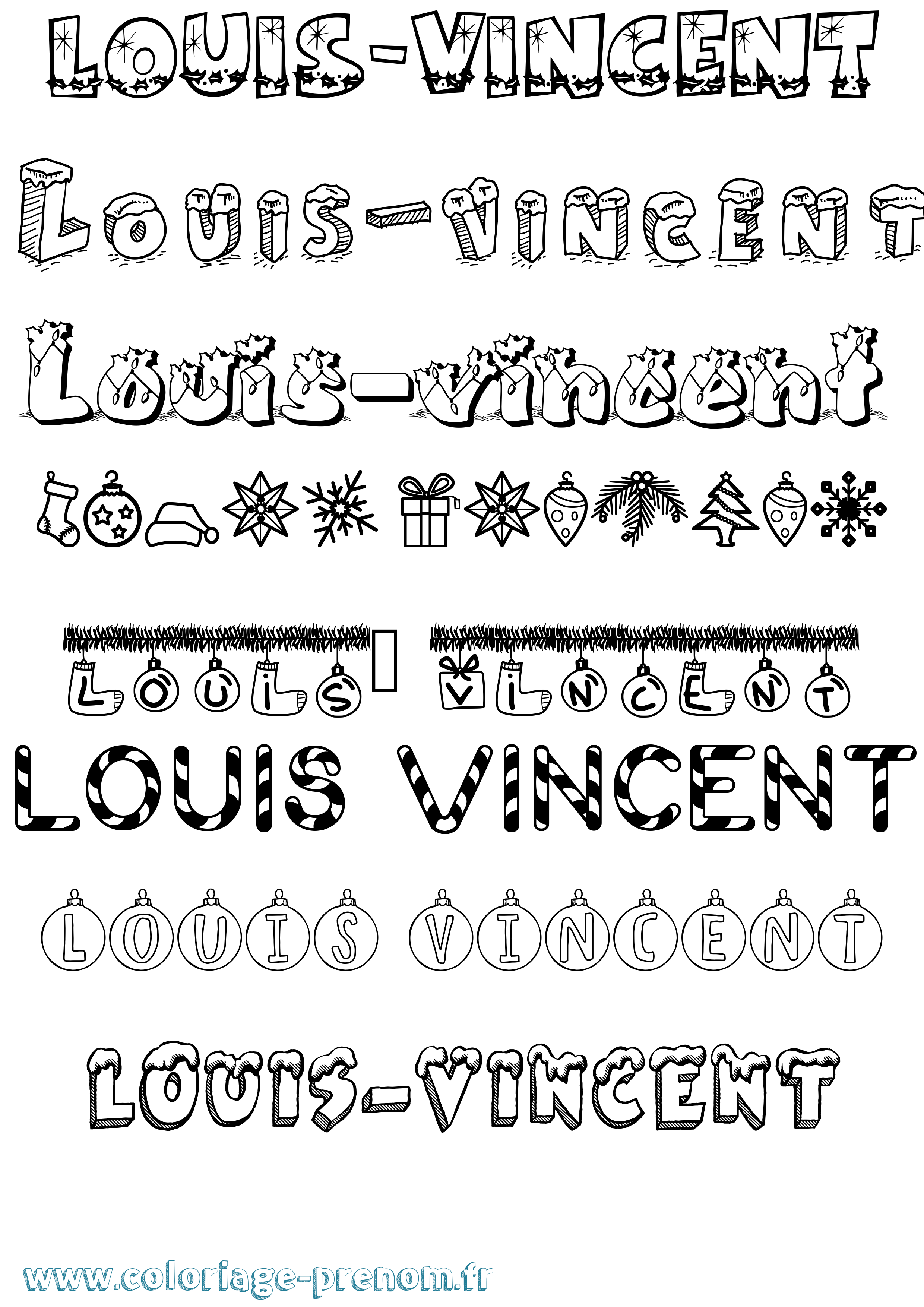 Coloriage Louis-Vincent Noël Coloriage prénom Louis-Vincent Noël