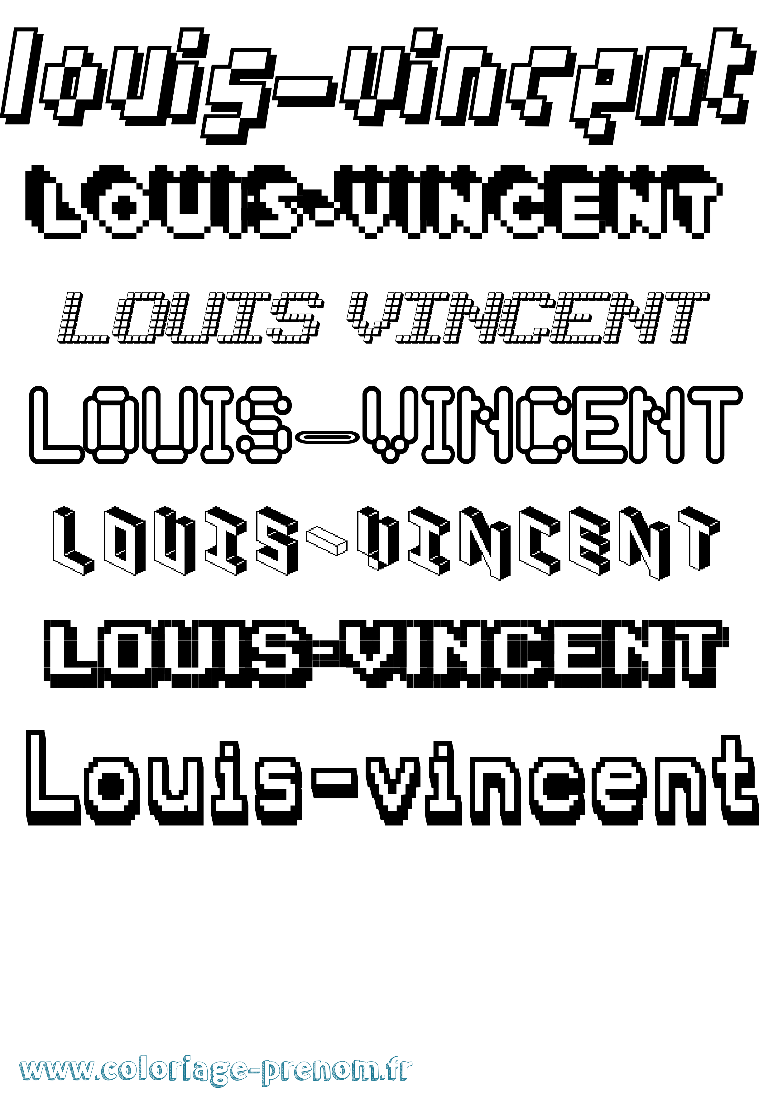 Coloriage Louis-Vincent Pixel Coloriage prénom Louis-Vincent Pixel