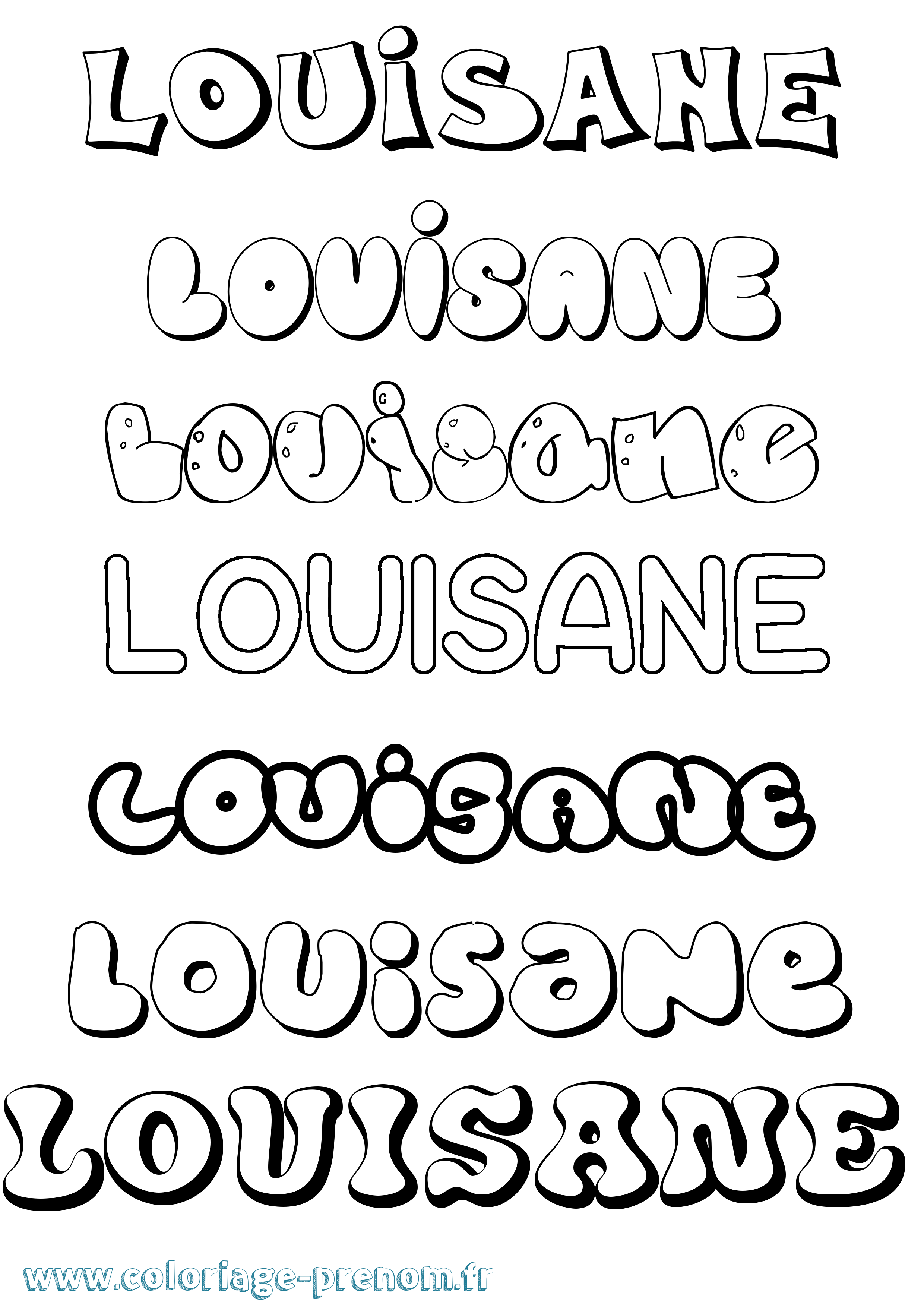Coloriage Louisane Bubble Coloriage prénom Louisane Bubble