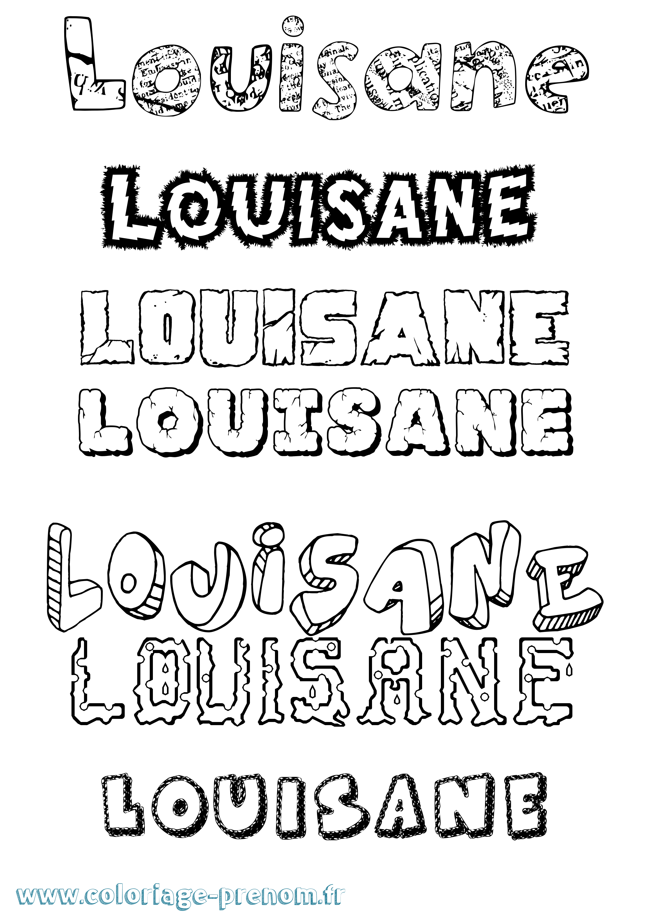 Coloriage Louisane Destructuré Coloriage prénom Louisane Destructuré