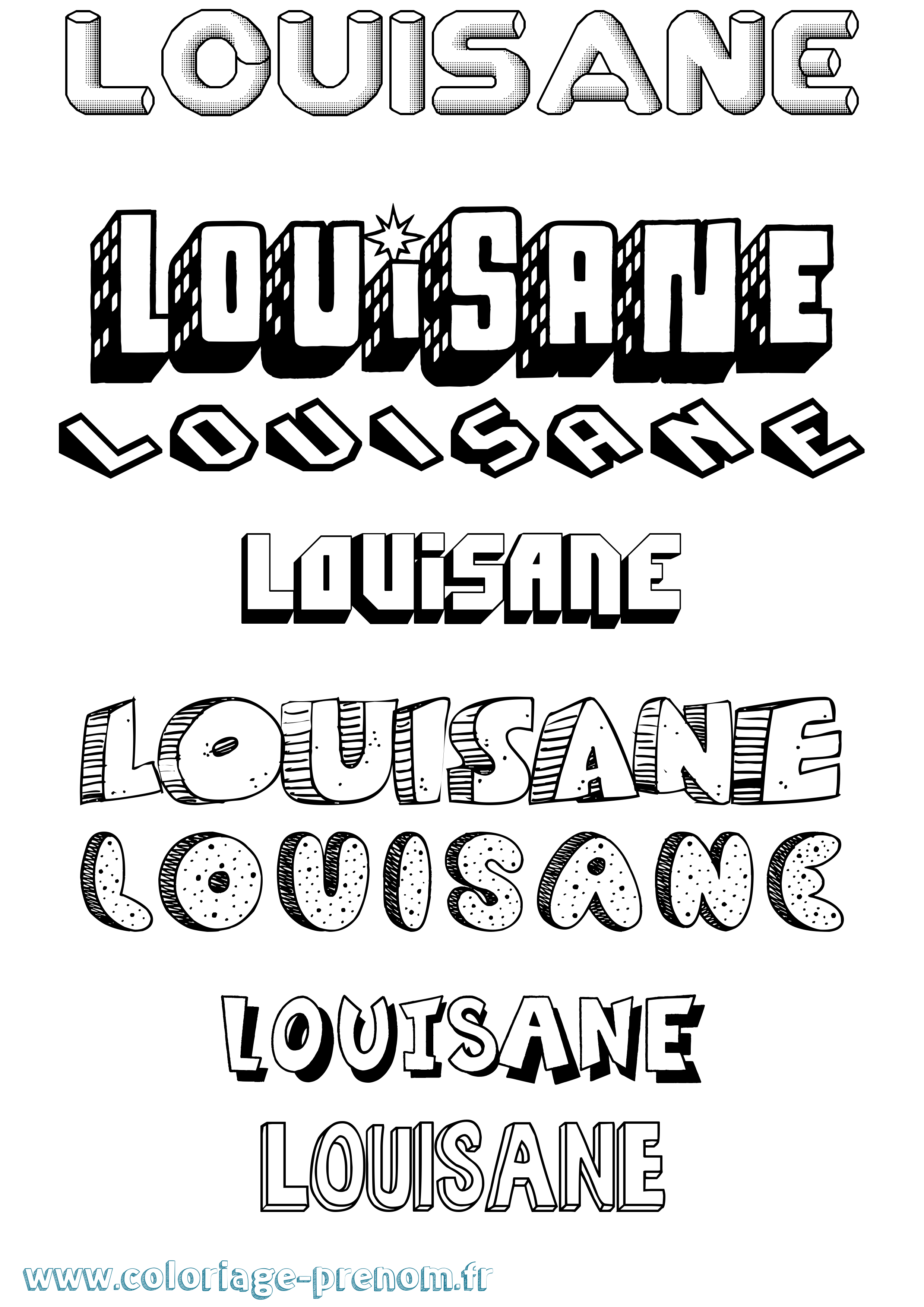 Coloriage Louisane Effet 3D Coloriage prénom Louisane Effet 3D