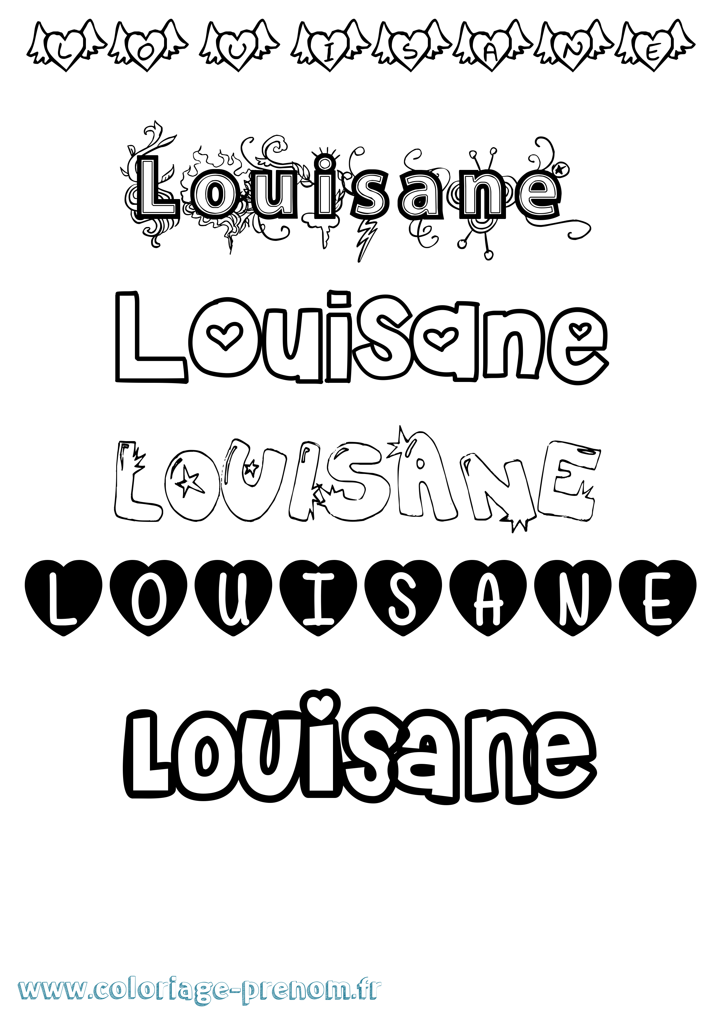 Coloriage Louisane Girly Coloriage prénom Louisane Girly