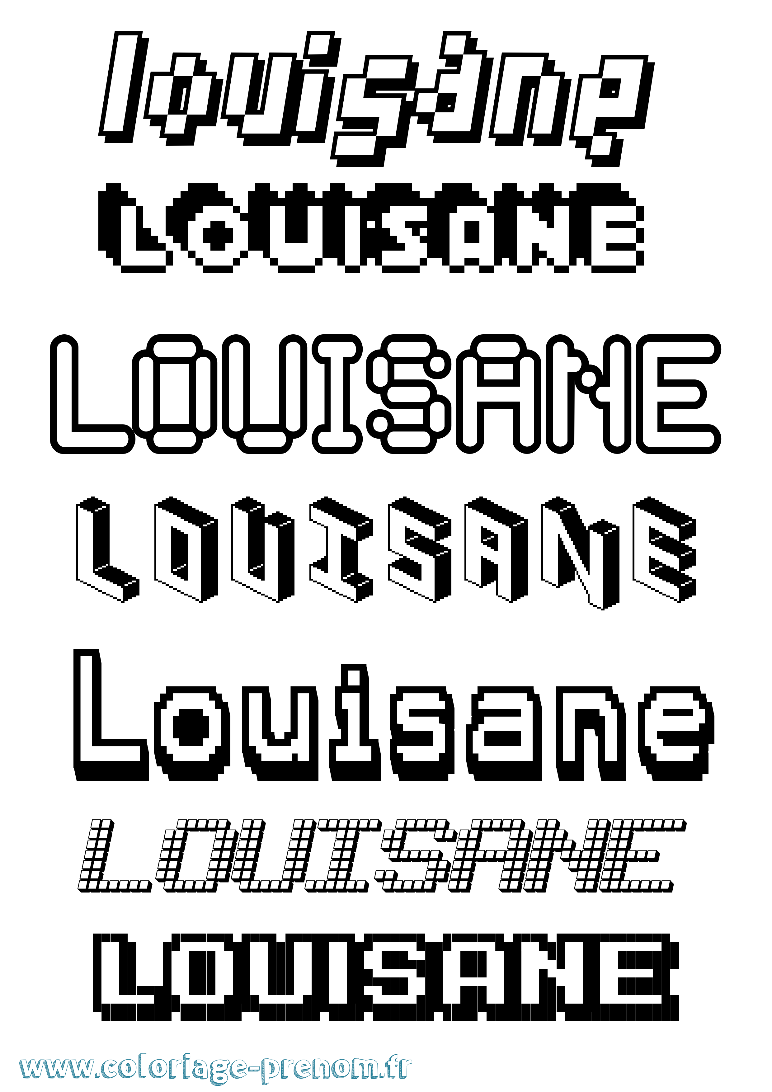 Coloriage Louisane Pixel Coloriage prénom Louisane Pixel