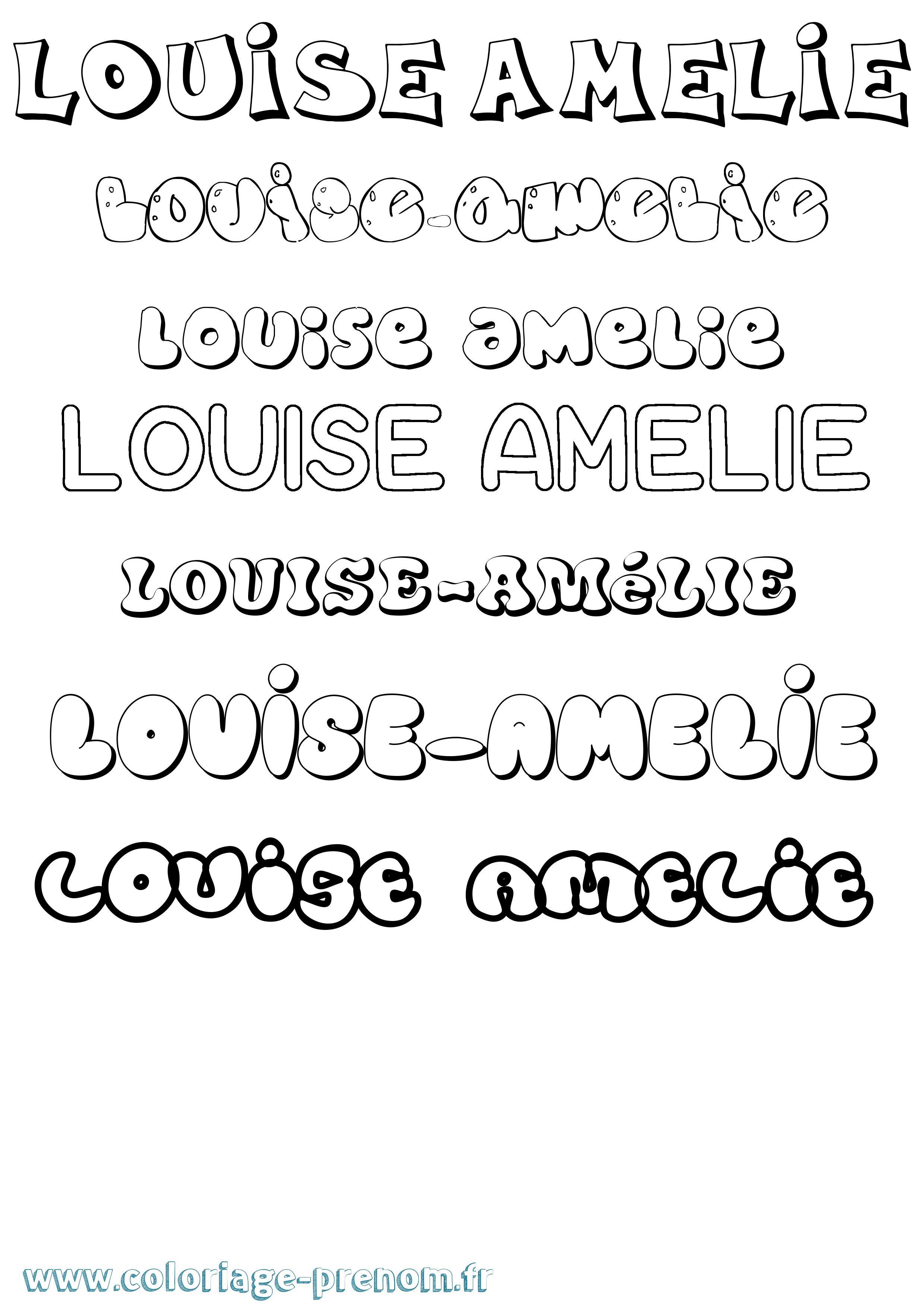 Coloriage Louise-Amélie Bubble Coloriage prénom Louise-Amélie Bubble