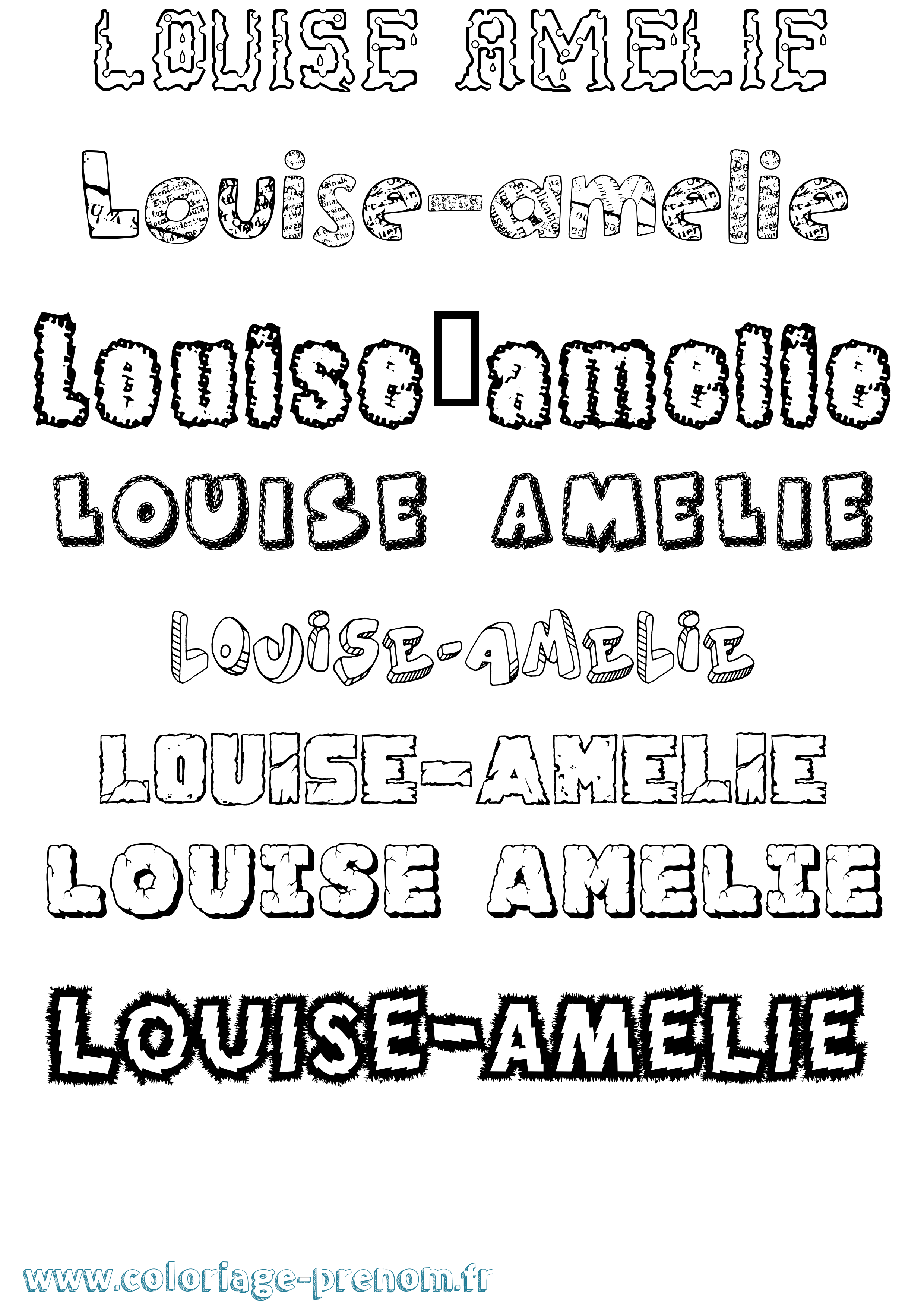 Coloriage Louise-Amélie Destructuré Coloriage prénom Louise-Amélie Destructuré