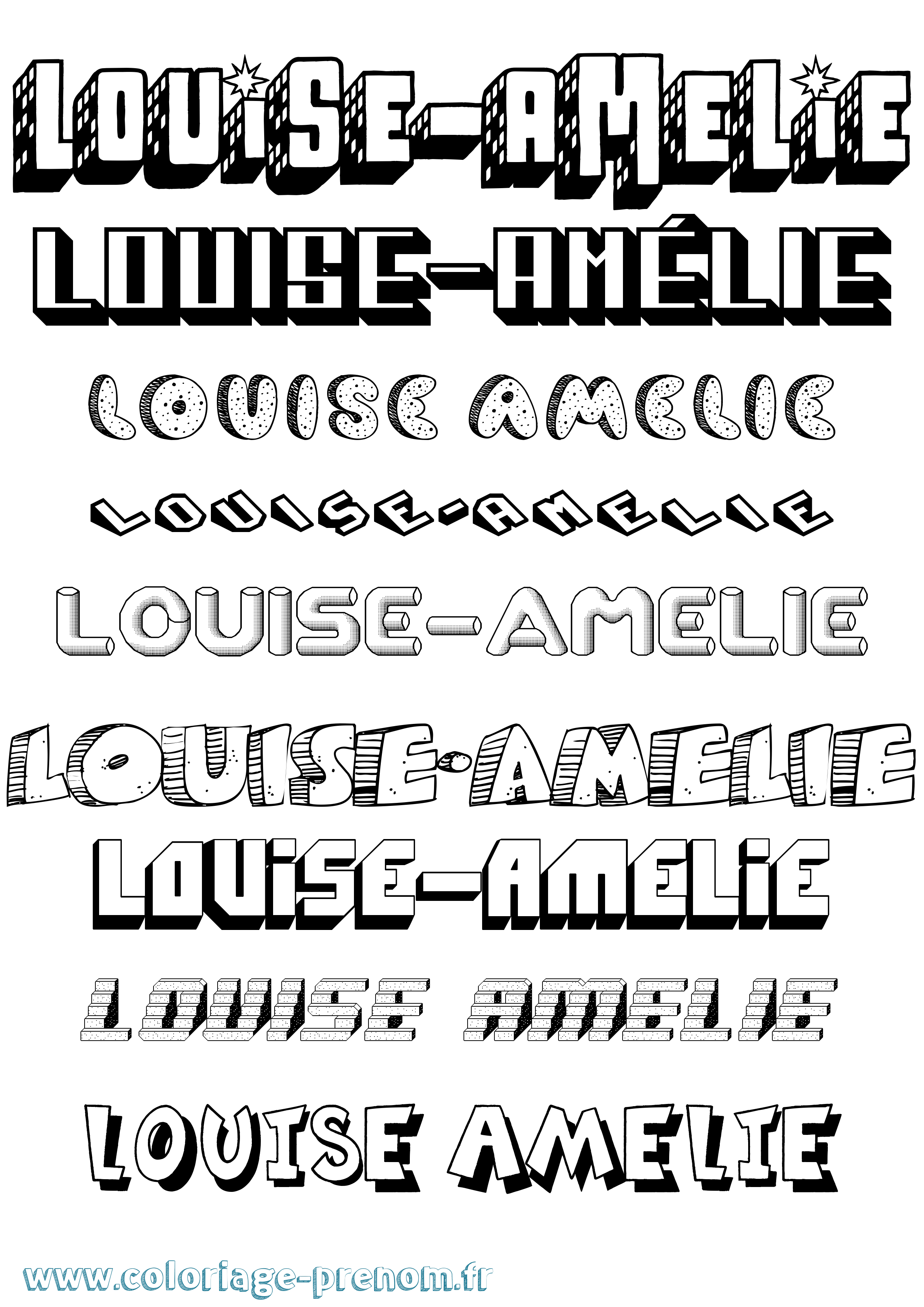 Coloriage Louise-Amélie Effet 3D Coloriage prénom Louise-Amélie Effet 3D