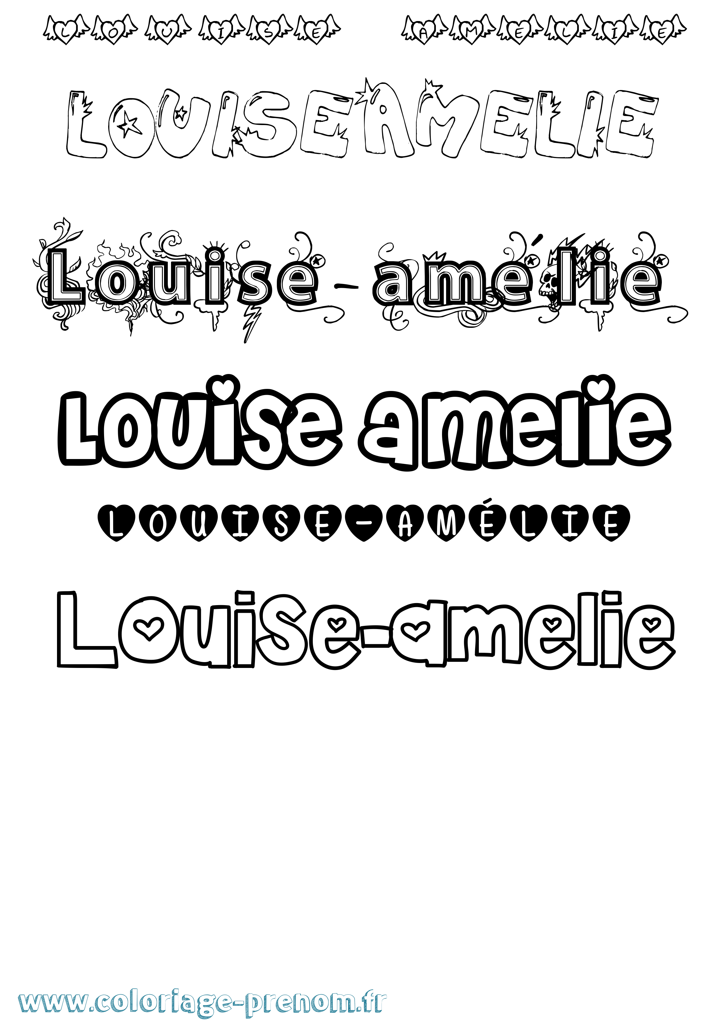 Coloriage Louise-Amélie Girly Coloriage prénom Louise-Amélie Girly