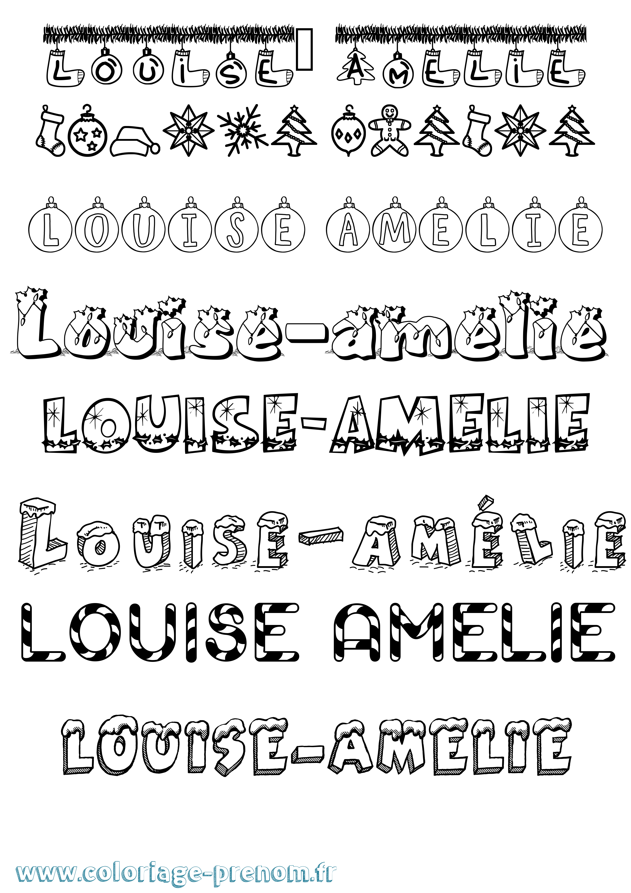Coloriage Louise-Amélie Noël Coloriage prénom Louise-Amélie Noël