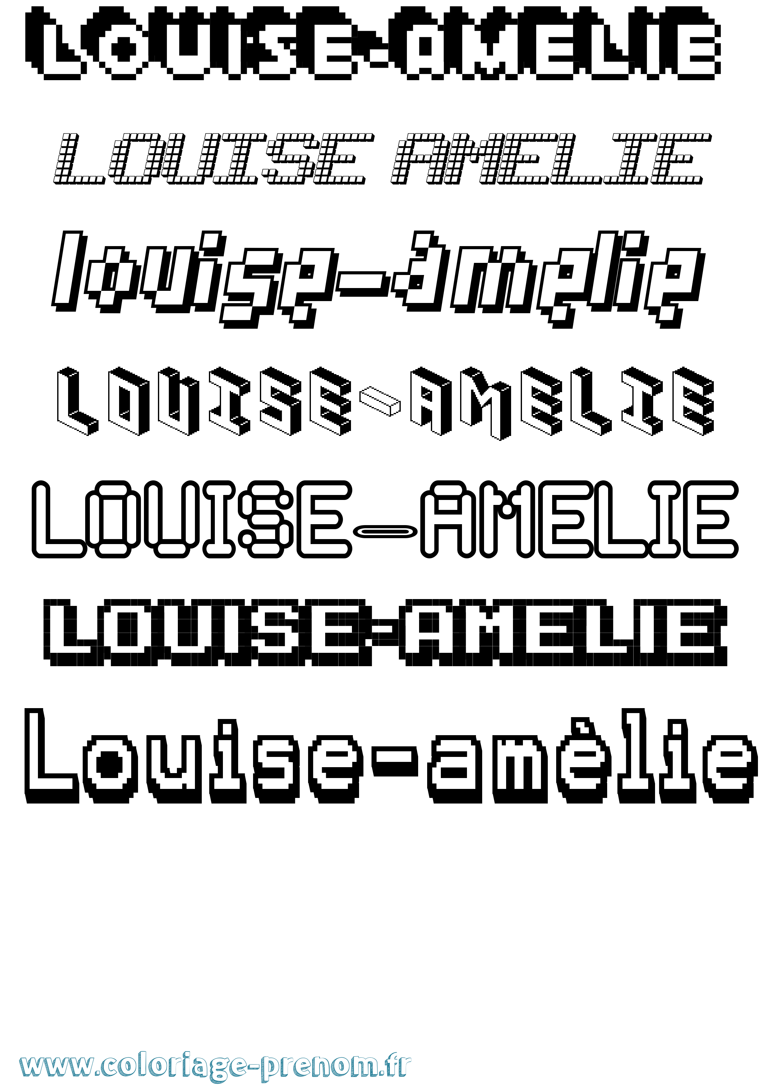 Coloriage Louise-Amélie Pixel Coloriage prénom Louise-Amélie Pixel
