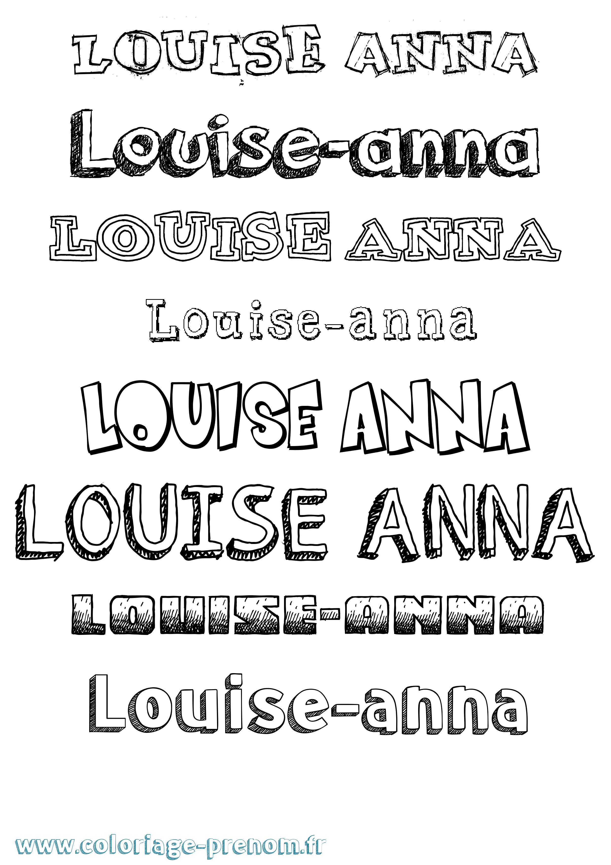 Coloriage Louise-Anna Dessiné Coloriage prénom Louise-Anna Dessiné