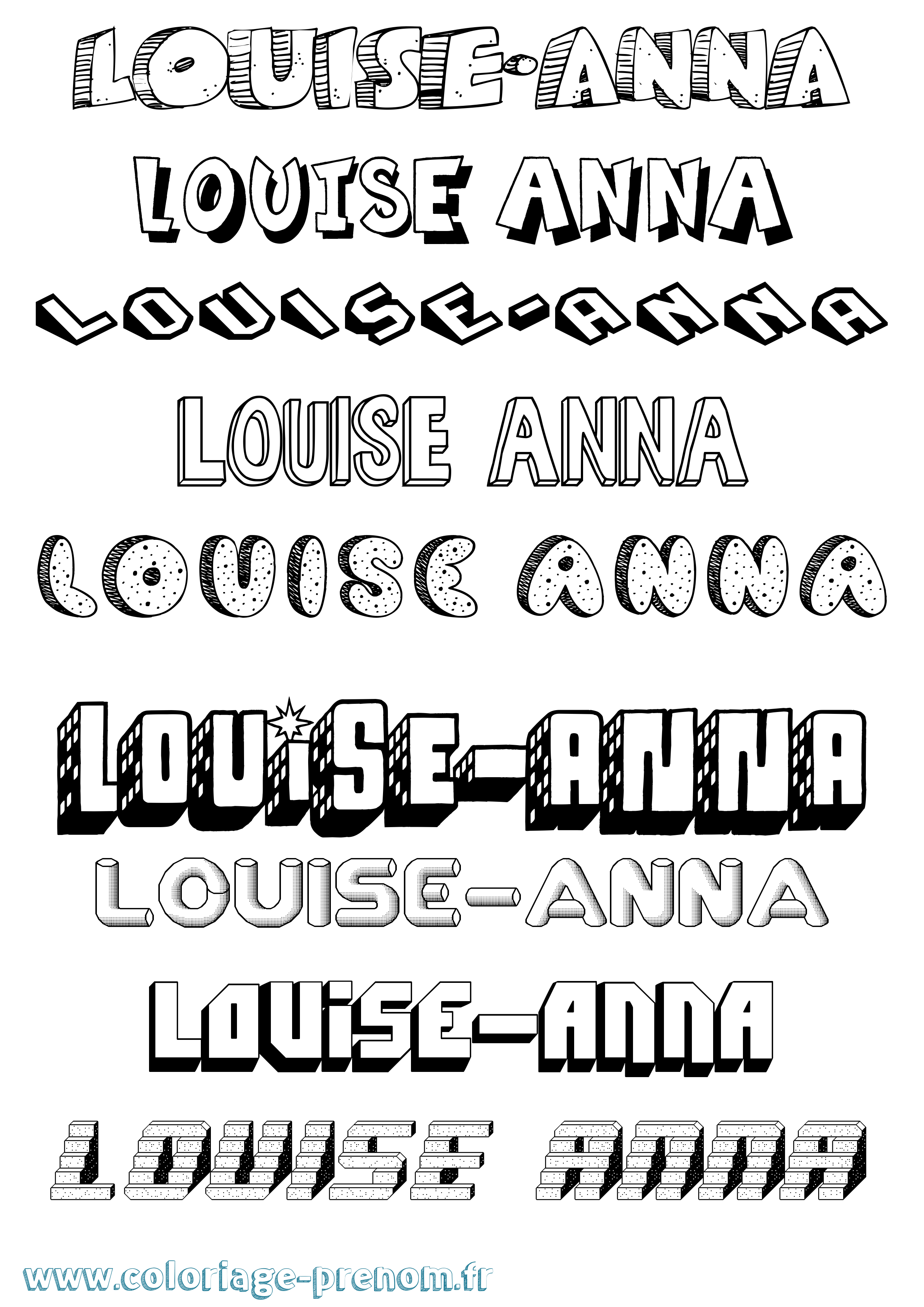 Coloriage Louise-Anna Effet 3D Coloriage prénom Louise-Anna Effet 3D