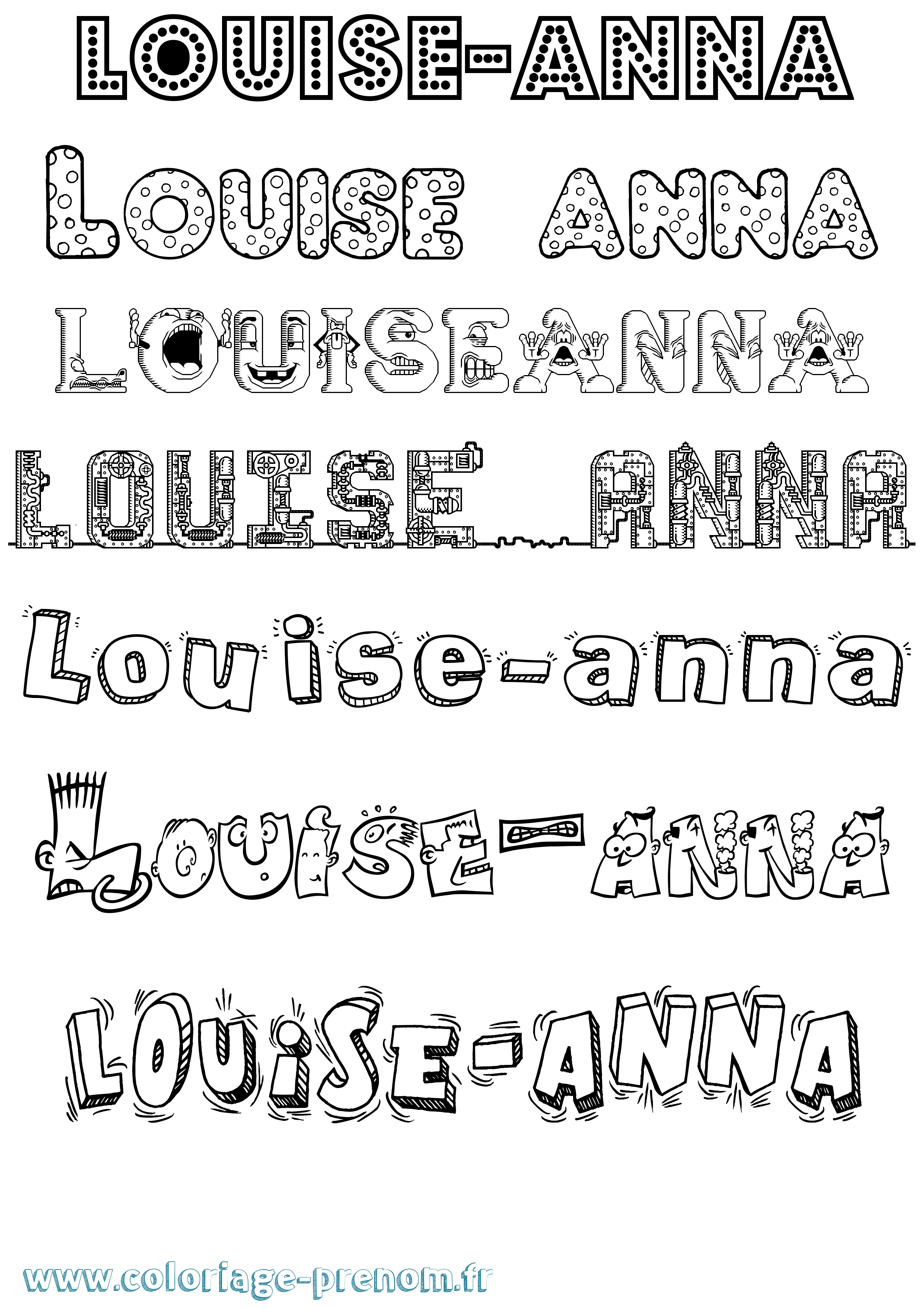 Coloriage Louise-Anna Fun Coloriage prénom Louise-Anna Fun