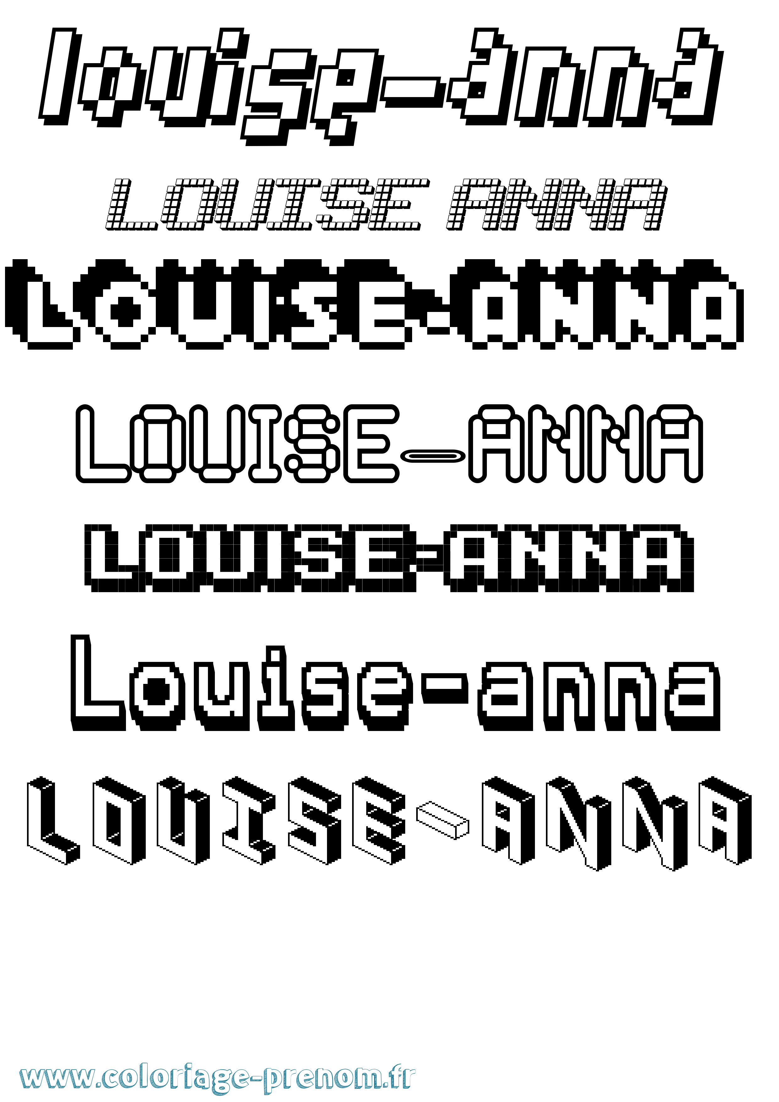 Coloriage Louise-Anna Pixel Coloriage prénom Louise-Anna Pixel