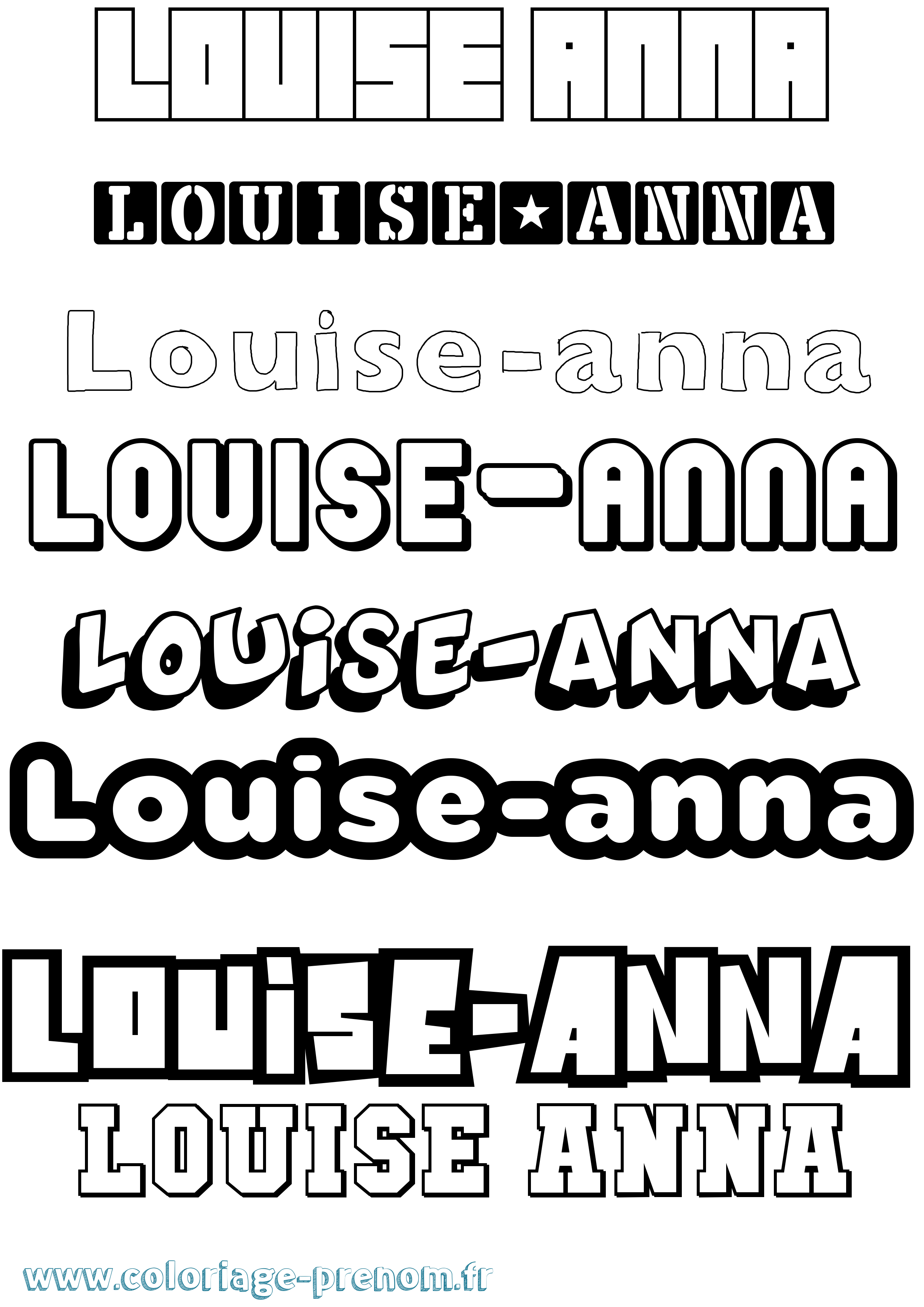 Coloriage Louise-Anna Simple Coloriage prénom Louise-Anna Simple