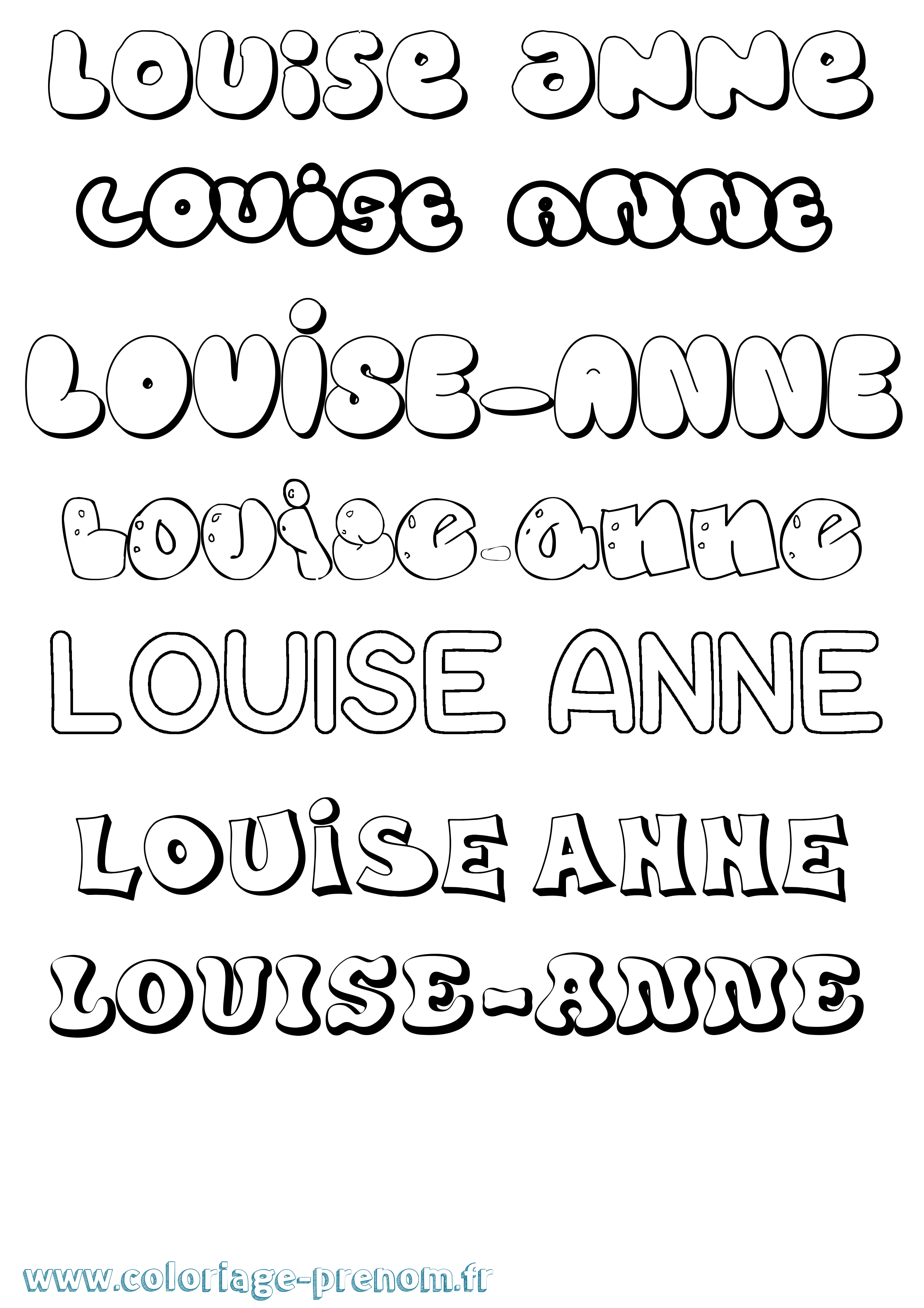 Coloriage Louise-Anne Bubble Coloriage prénom Louise-Anne Bubble