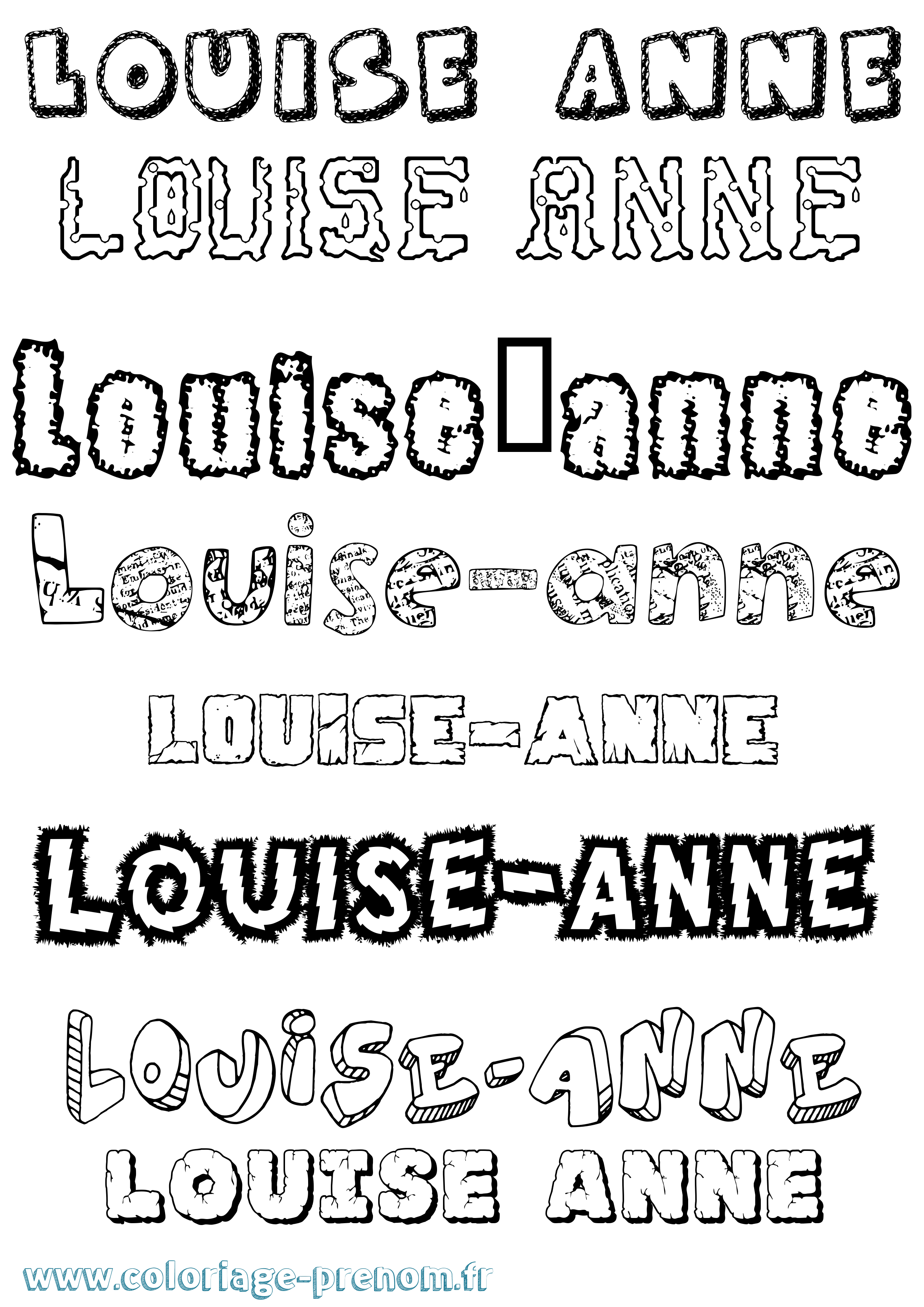 Coloriage Louise-Anne Destructuré Coloriage prénom Louise-Anne Destructuré