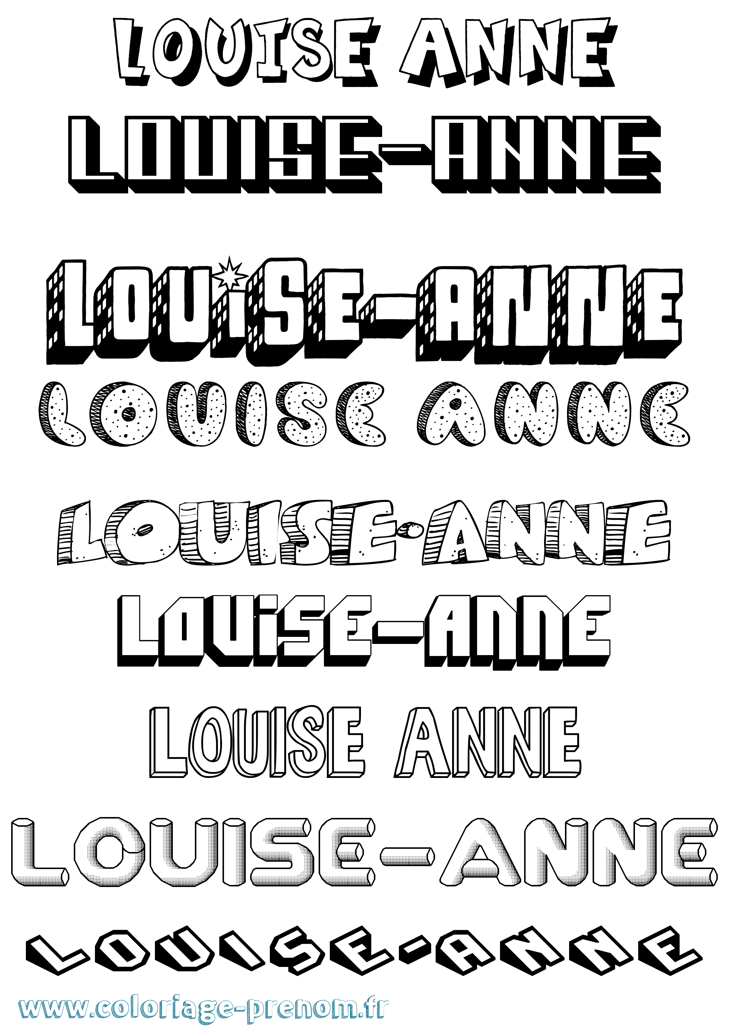 Coloriage Louise-Anne Effet 3D Coloriage prénom Louise-Anne Effet 3D