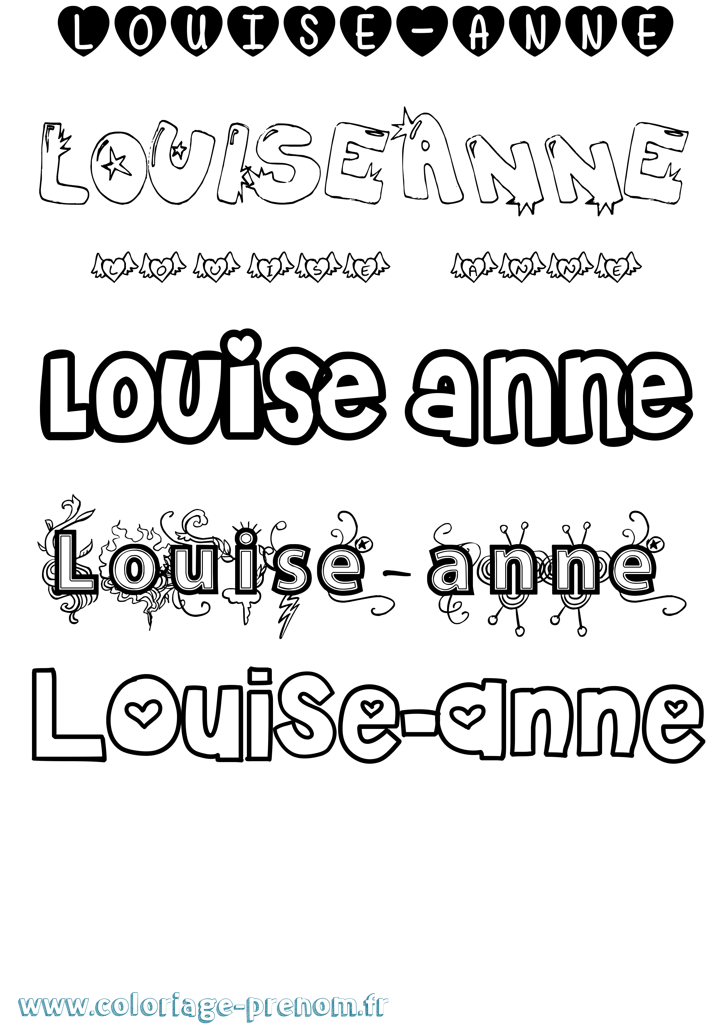 Coloriage Louise-Anne Girly Coloriage prénom Louise-Anne Girly