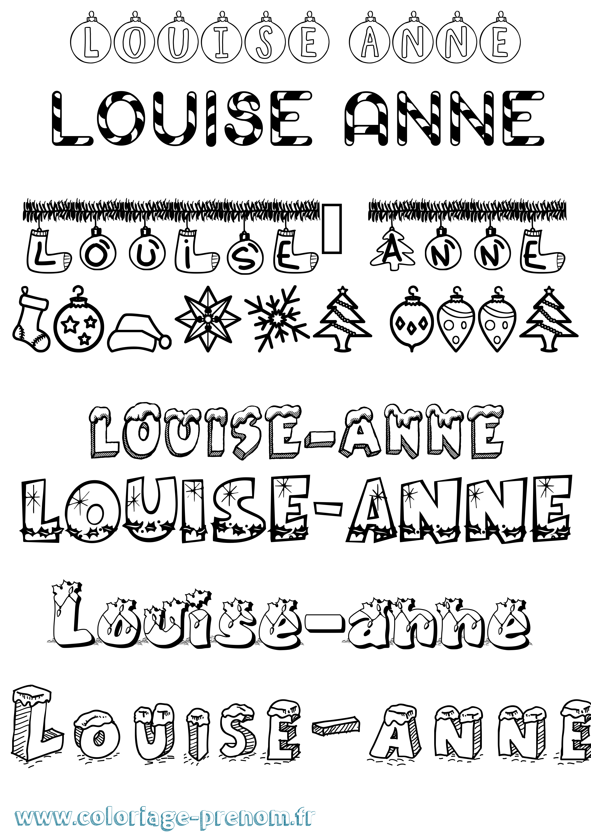Coloriage Louise-Anne Noël Coloriage prénom Louise-Anne Noël