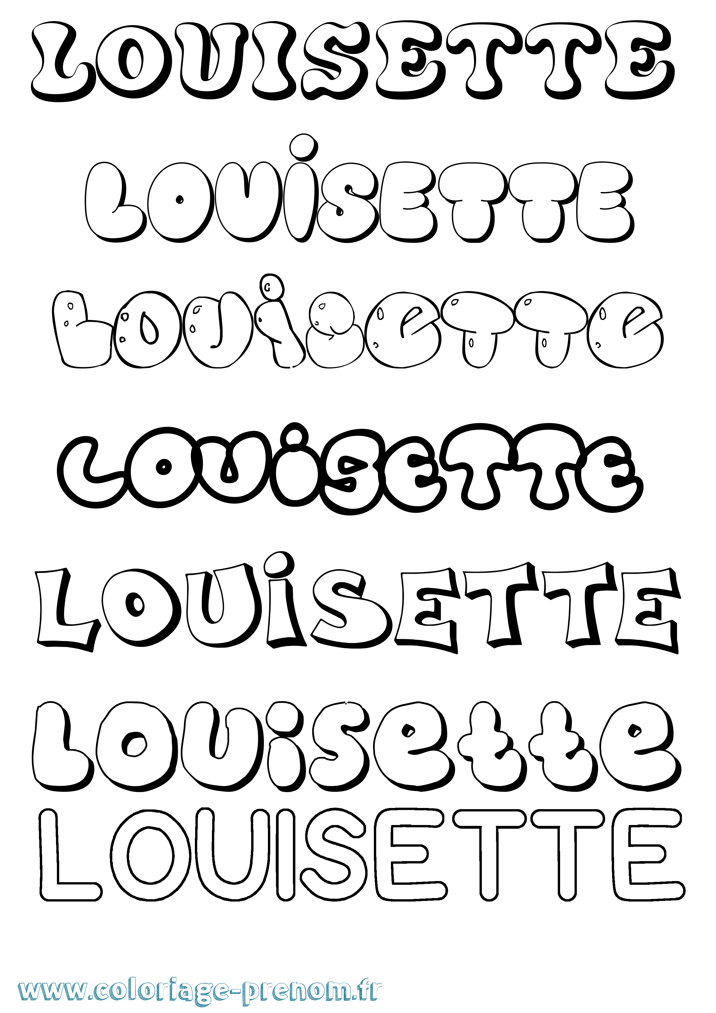 Coloriage Louisette Bubble Coloriage prénom Louisette Bubble