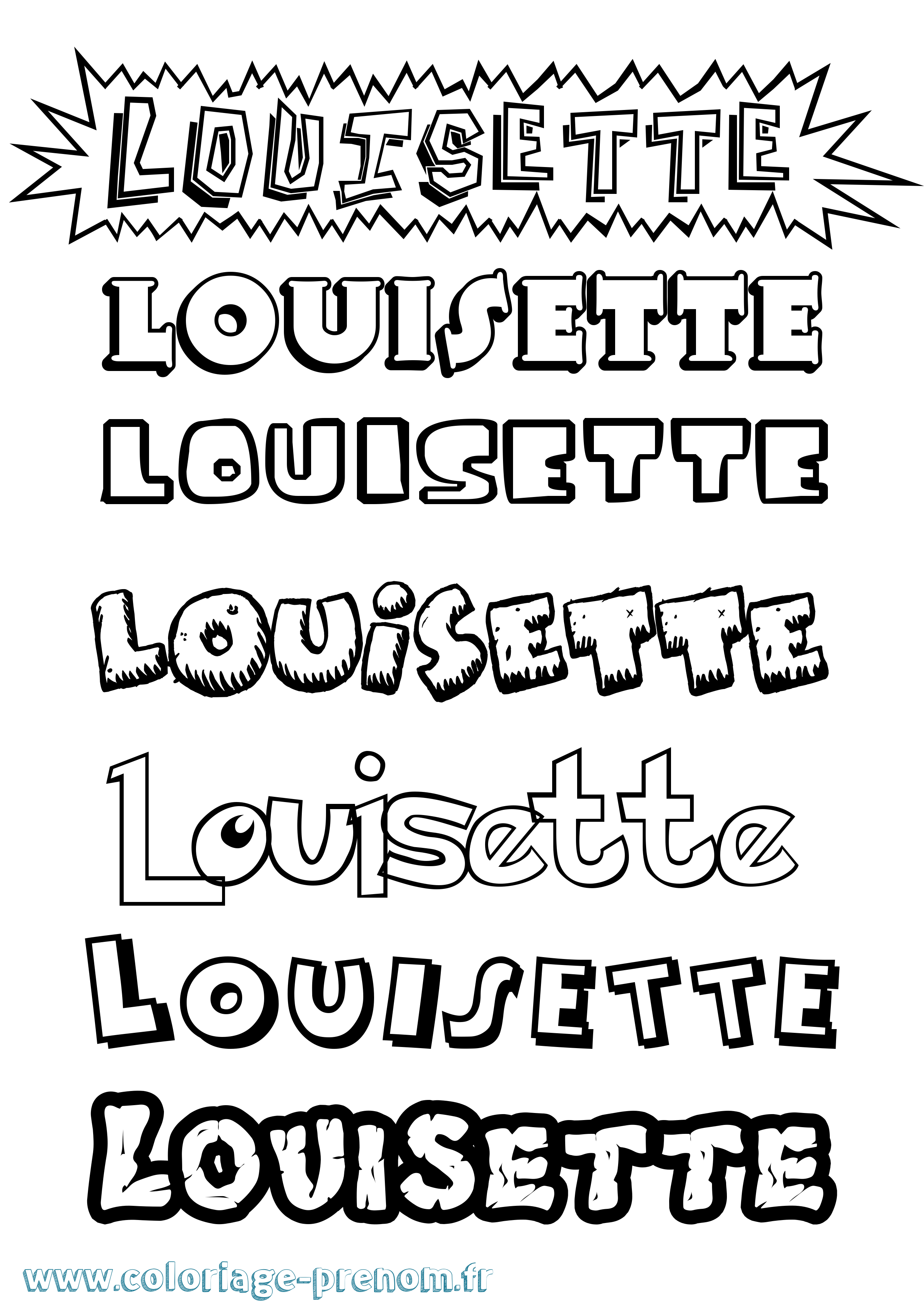 Coloriage Louisette Dessin Animé Coloriage prénom Louisette Dessin Animé