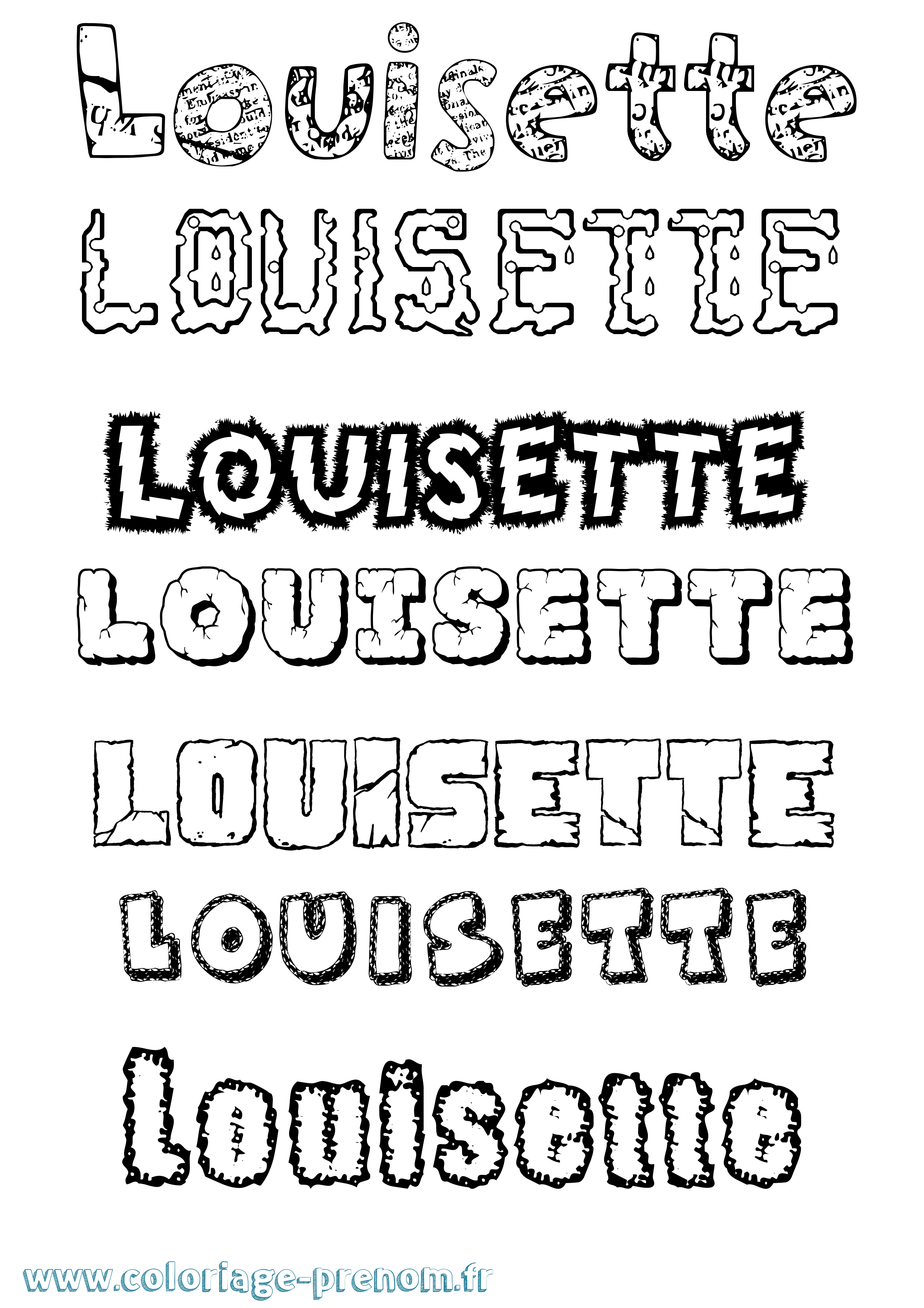 Coloriage Louisette Destructuré Coloriage prénom Louisette Destructuré