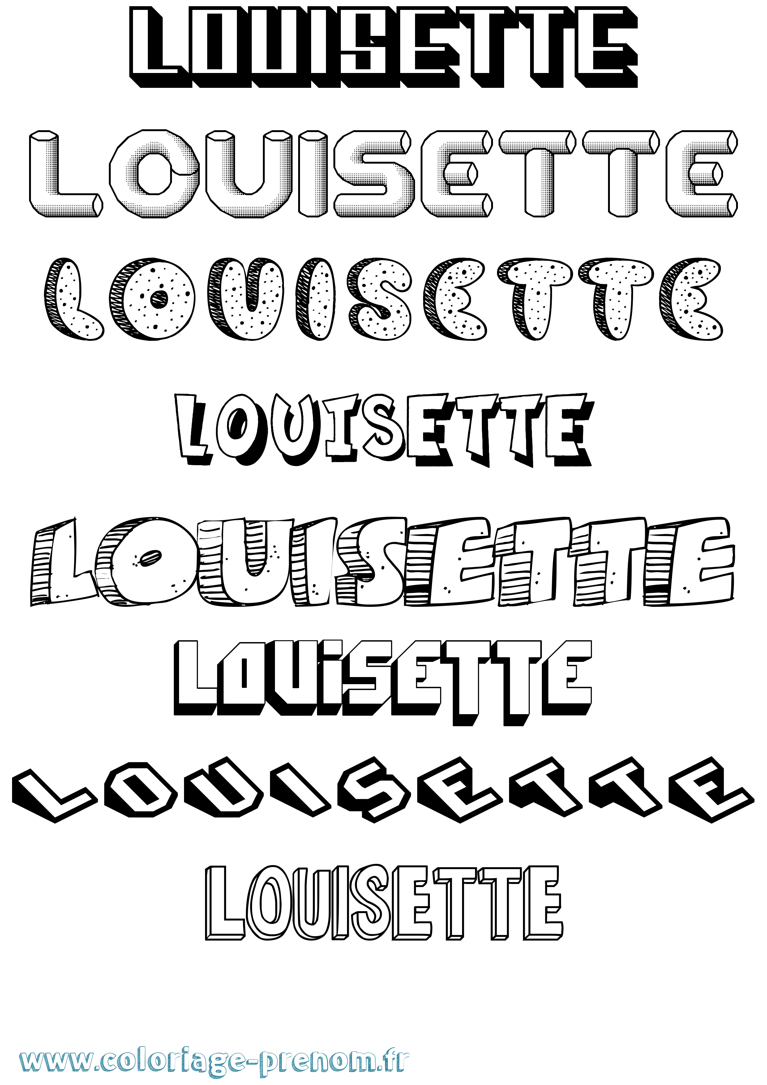 Coloriage Louisette Effet 3D Coloriage prénom Louisette Effet 3D