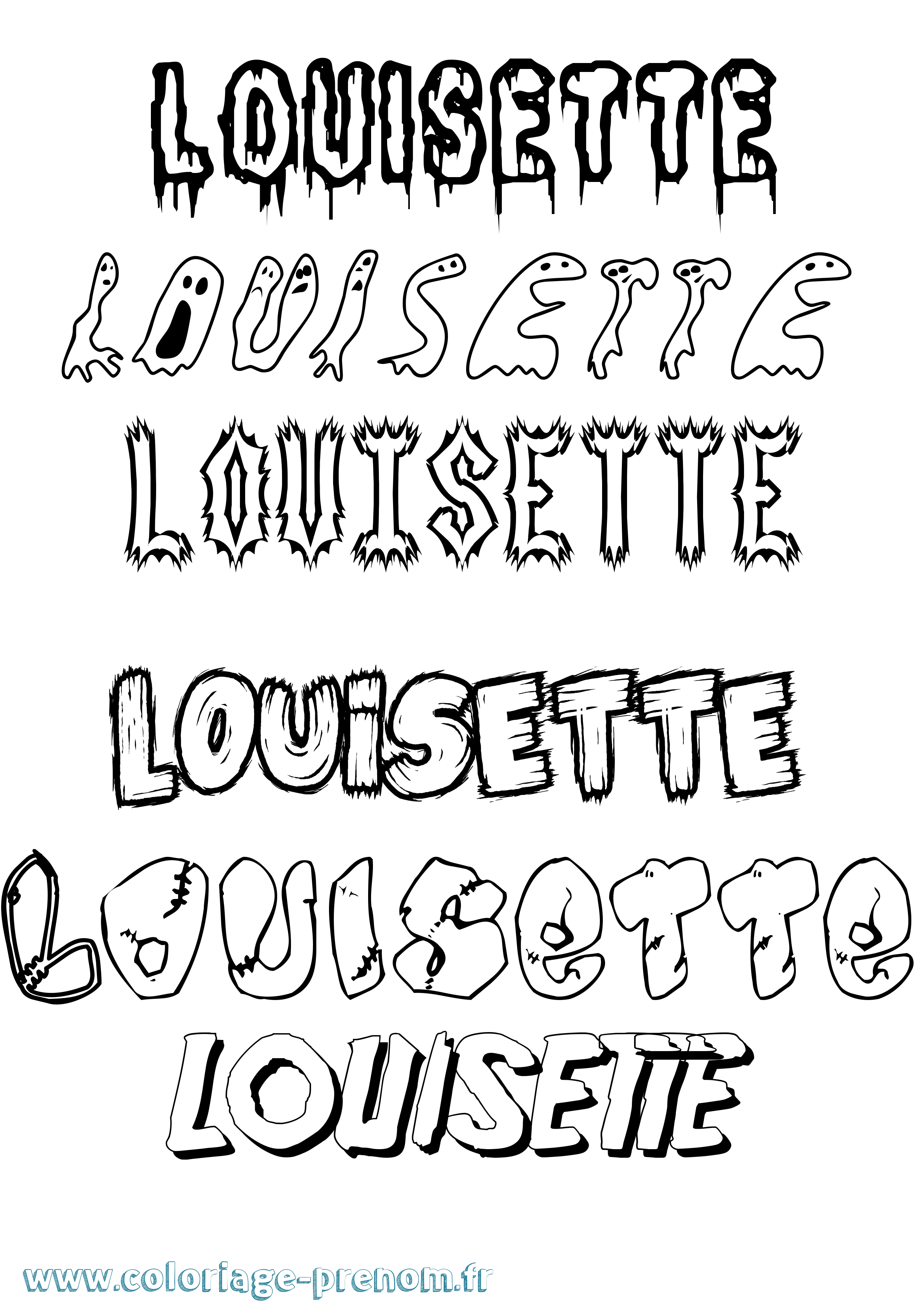 Coloriage Louisette Frisson Coloriage prénom Louisette Frisson