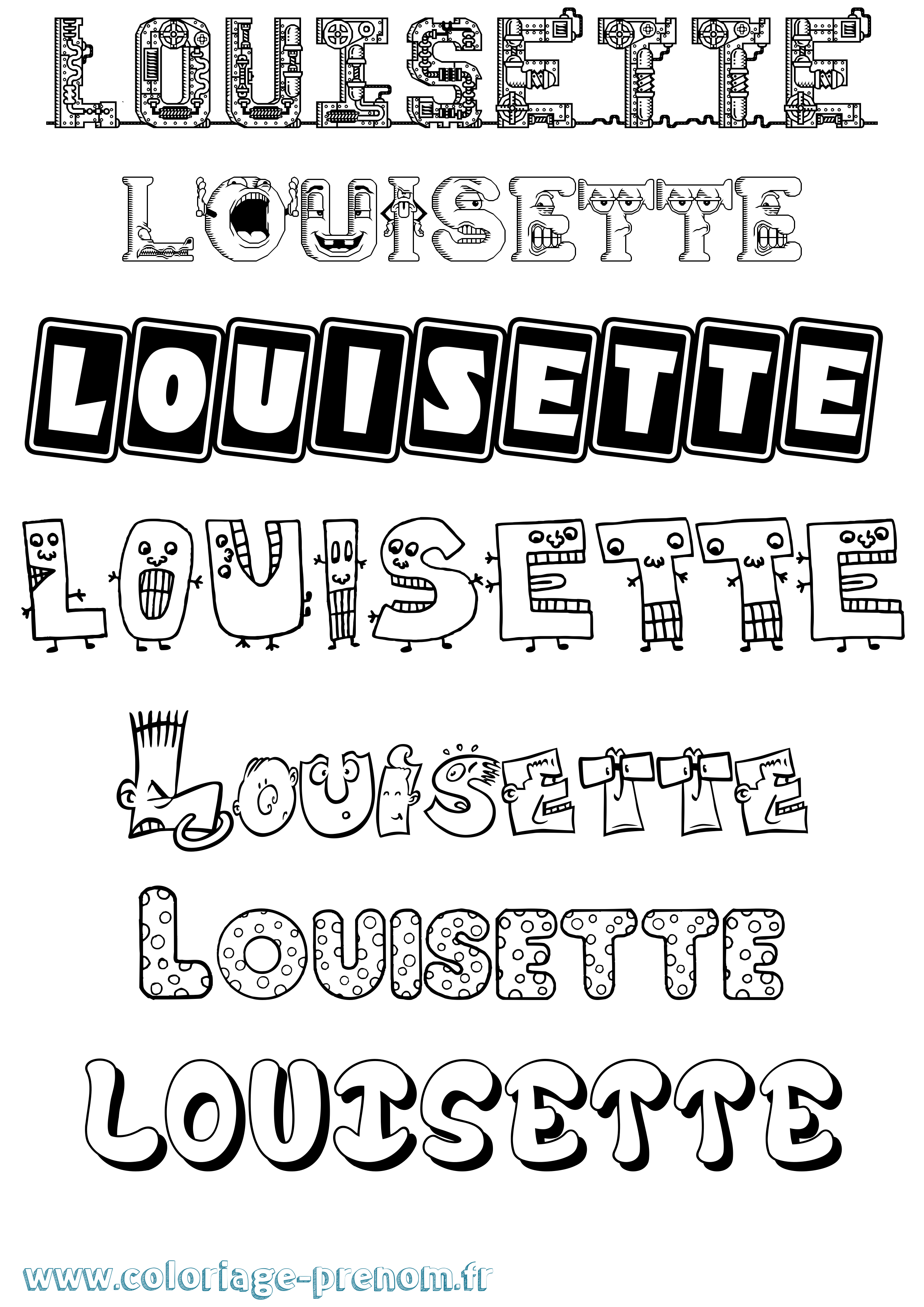 Coloriage Louisette Fun Coloriage prénom Louisette Fun