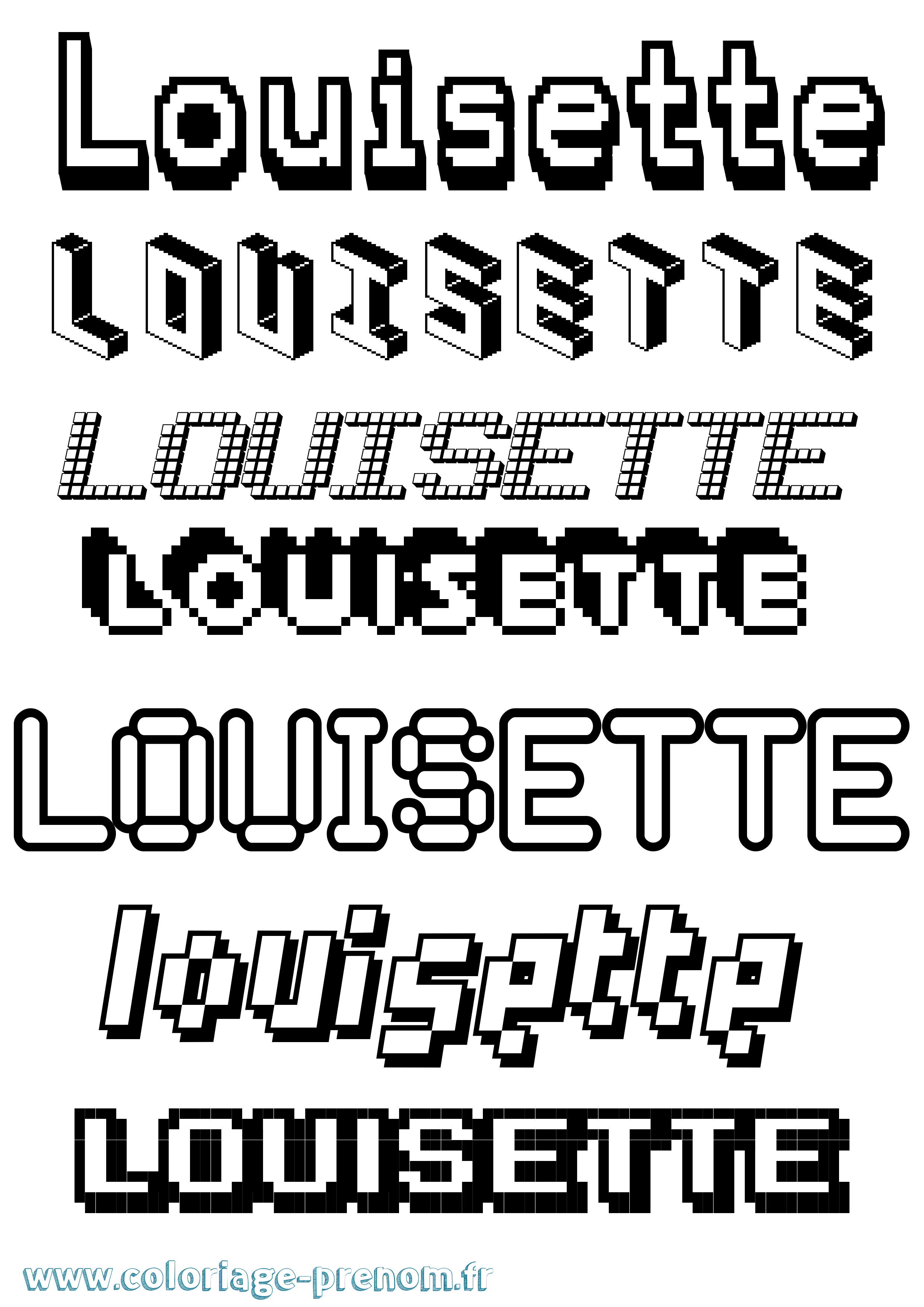 Coloriage Louisette Pixel Coloriage prénom Louisette Pixel