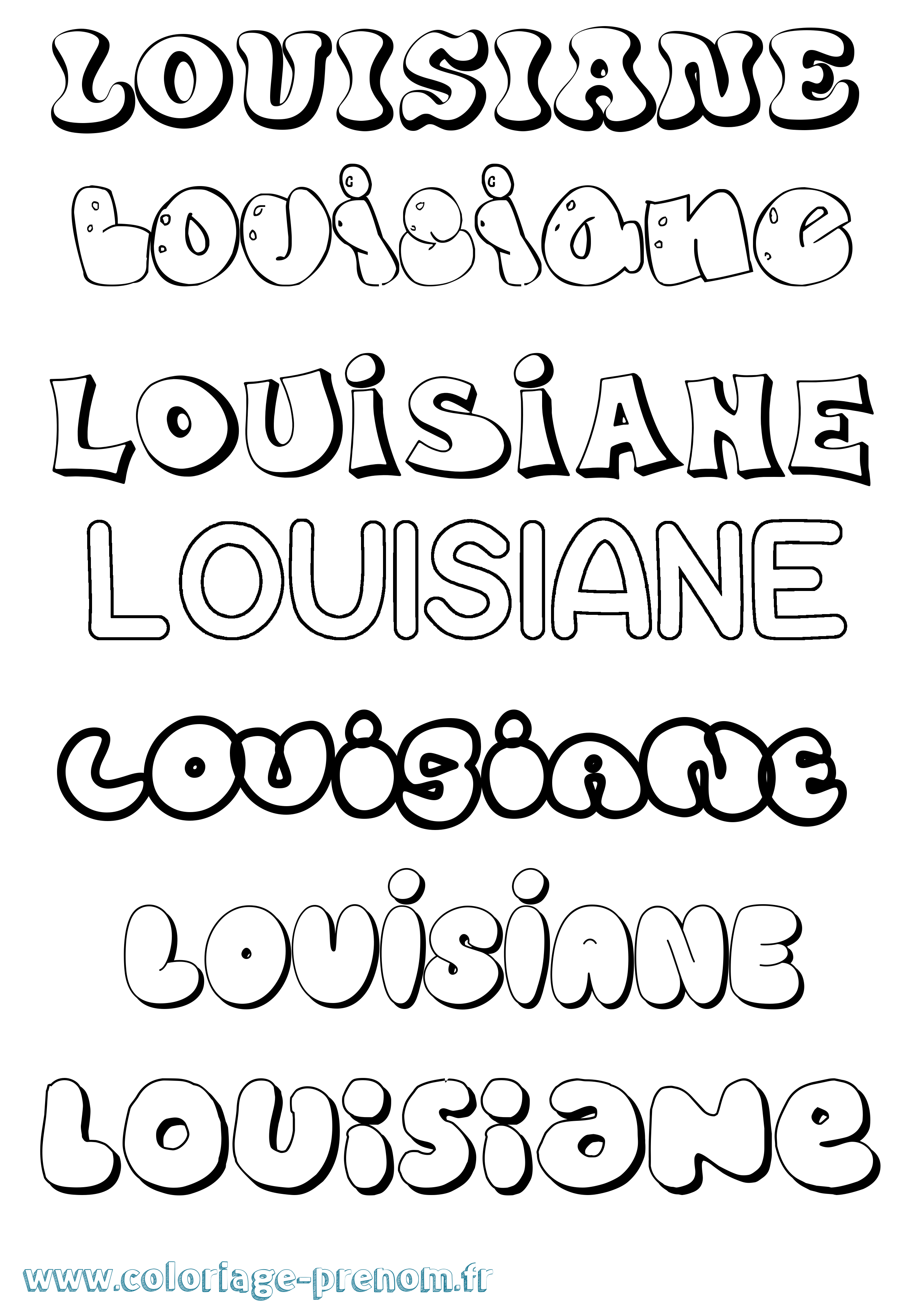 Coloriage Louisiane Bubble Coloriage prénom Louisiane Bubble