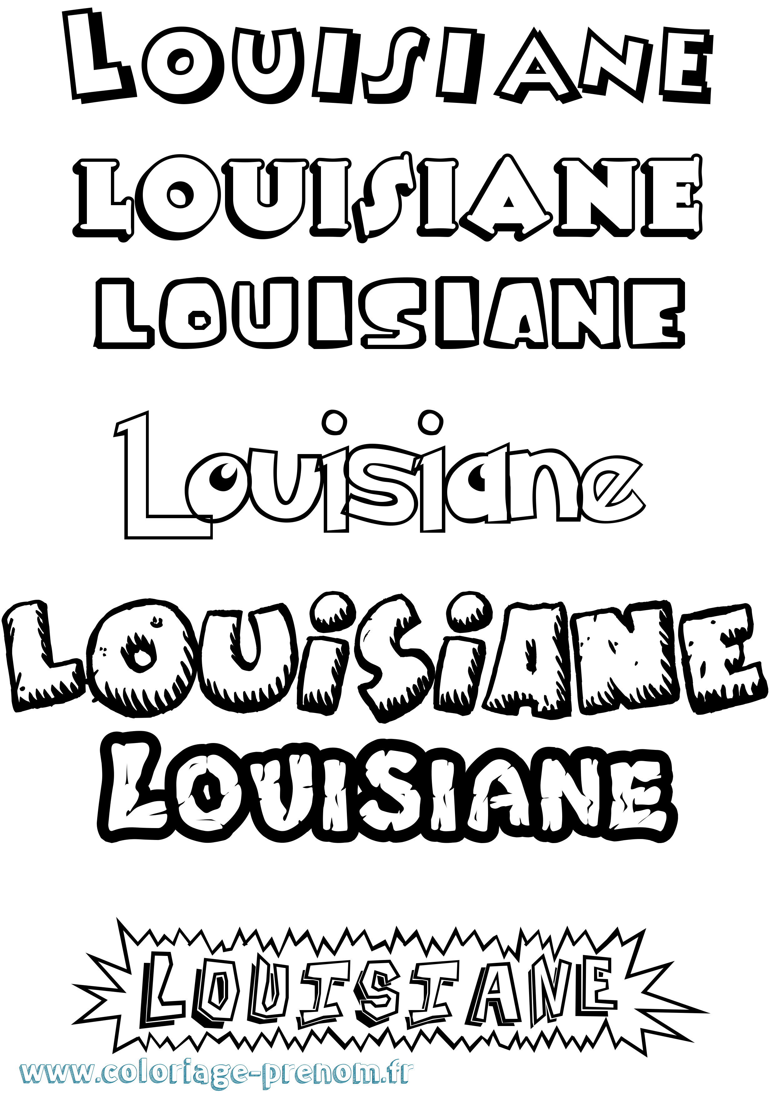 Coloriage Louisiane Dessin Animé Coloriage prénom Louisiane Dessin Animé