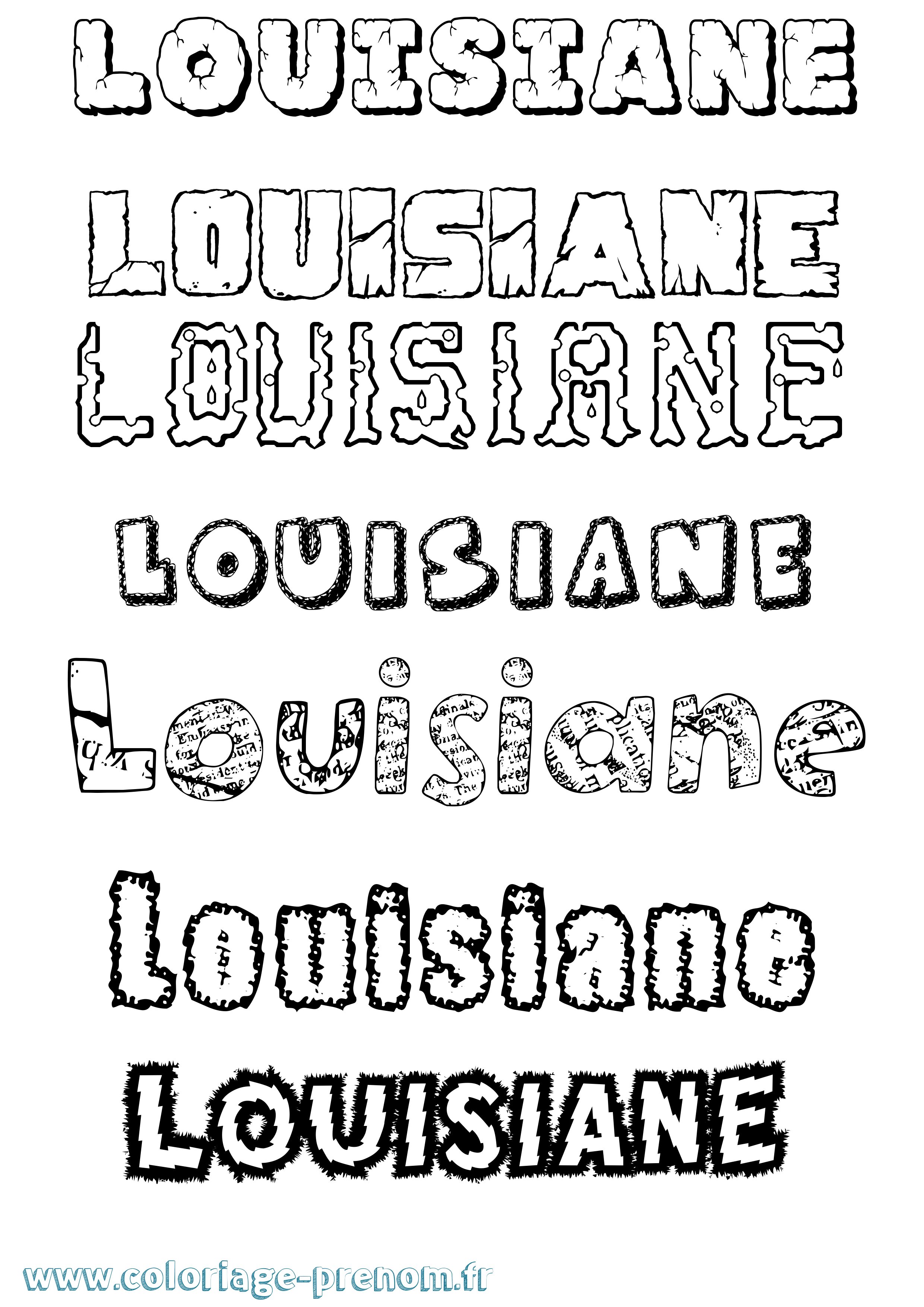 Coloriage Louisiane Destructuré Coloriage prénom Louisiane Destructuré