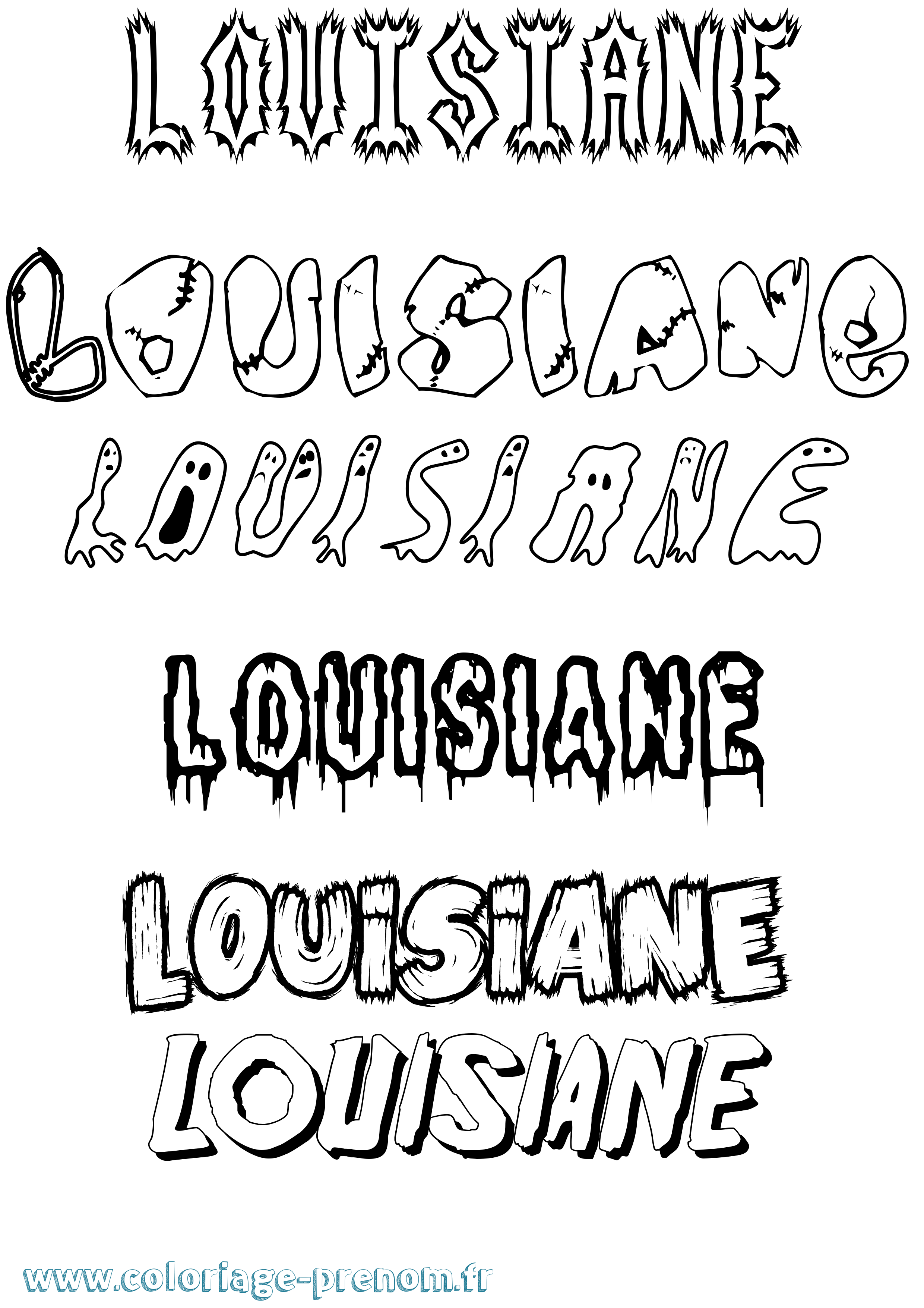 Coloriage Louisiane Frisson Coloriage prénom Louisiane Frisson