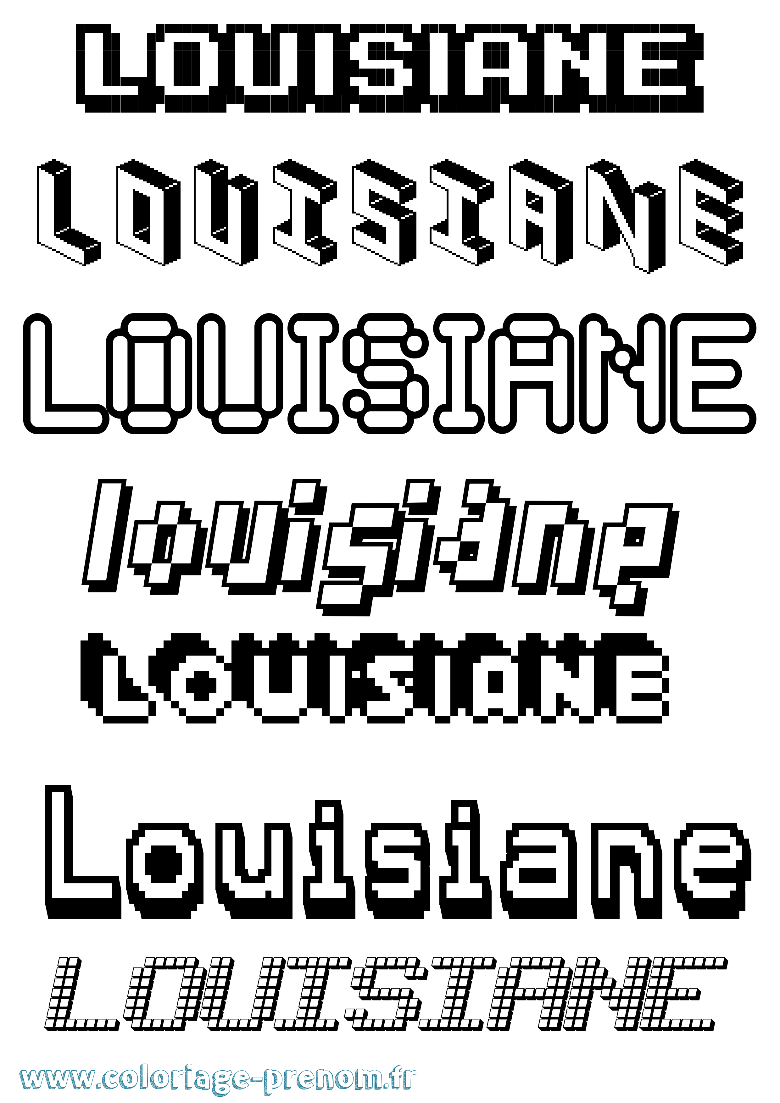 Coloriage Louisiane Pixel Coloriage prénom Louisiane Pixel