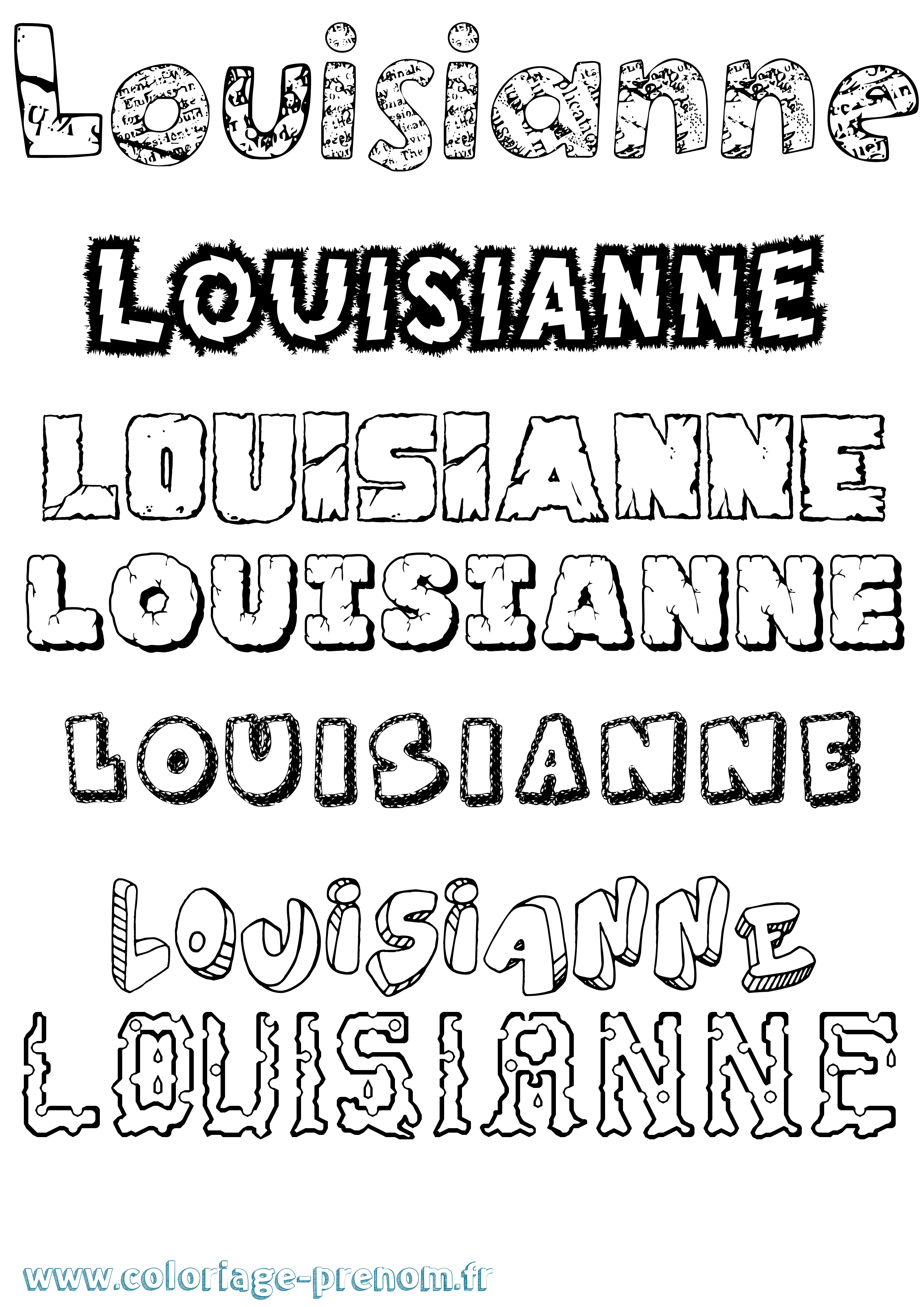 Coloriage Louisianne Destructuré Coloriage prénom Louisianne Destructuré