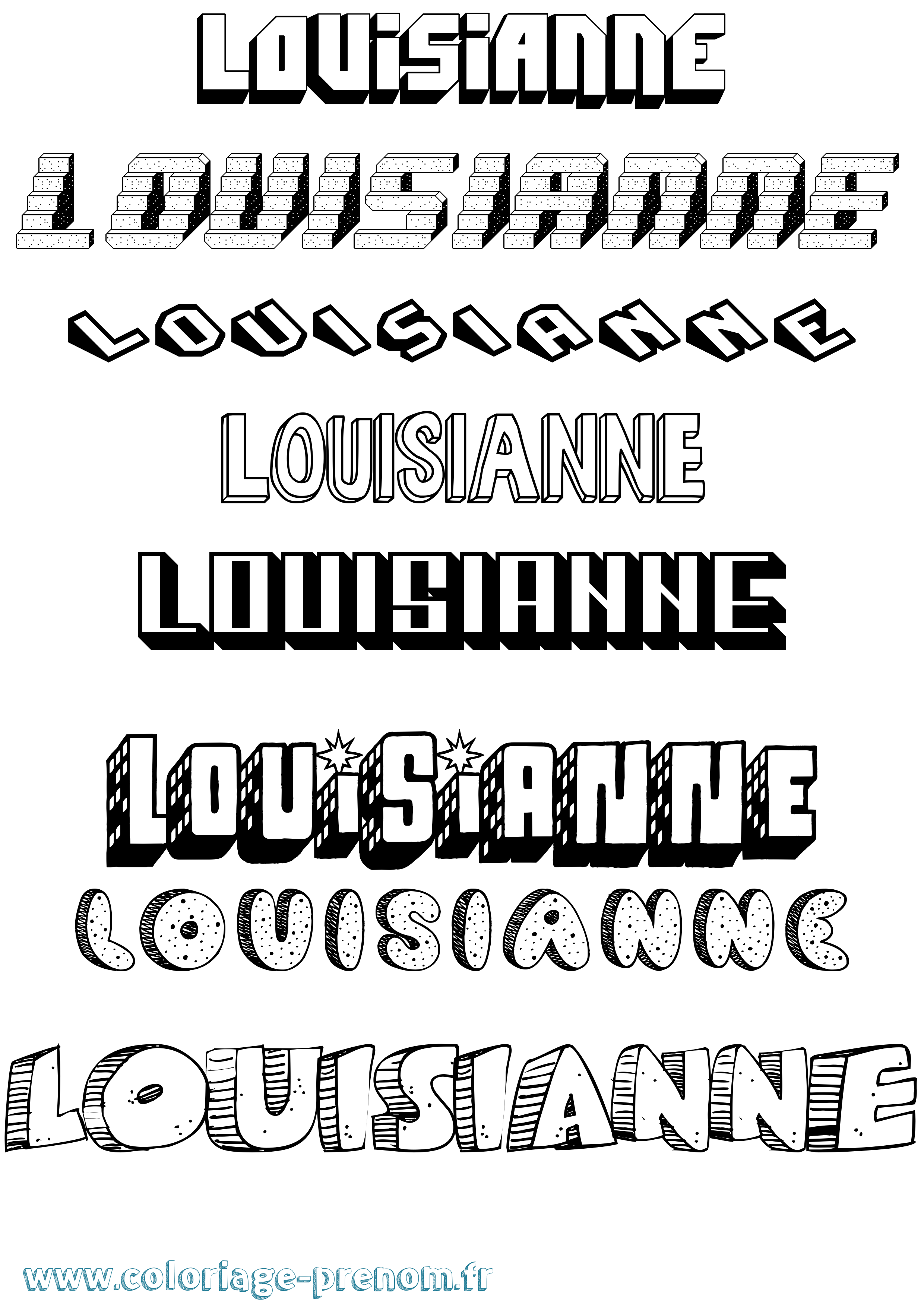 Coloriage Louisianne Effet 3D Coloriage prénom Louisianne Effet 3D