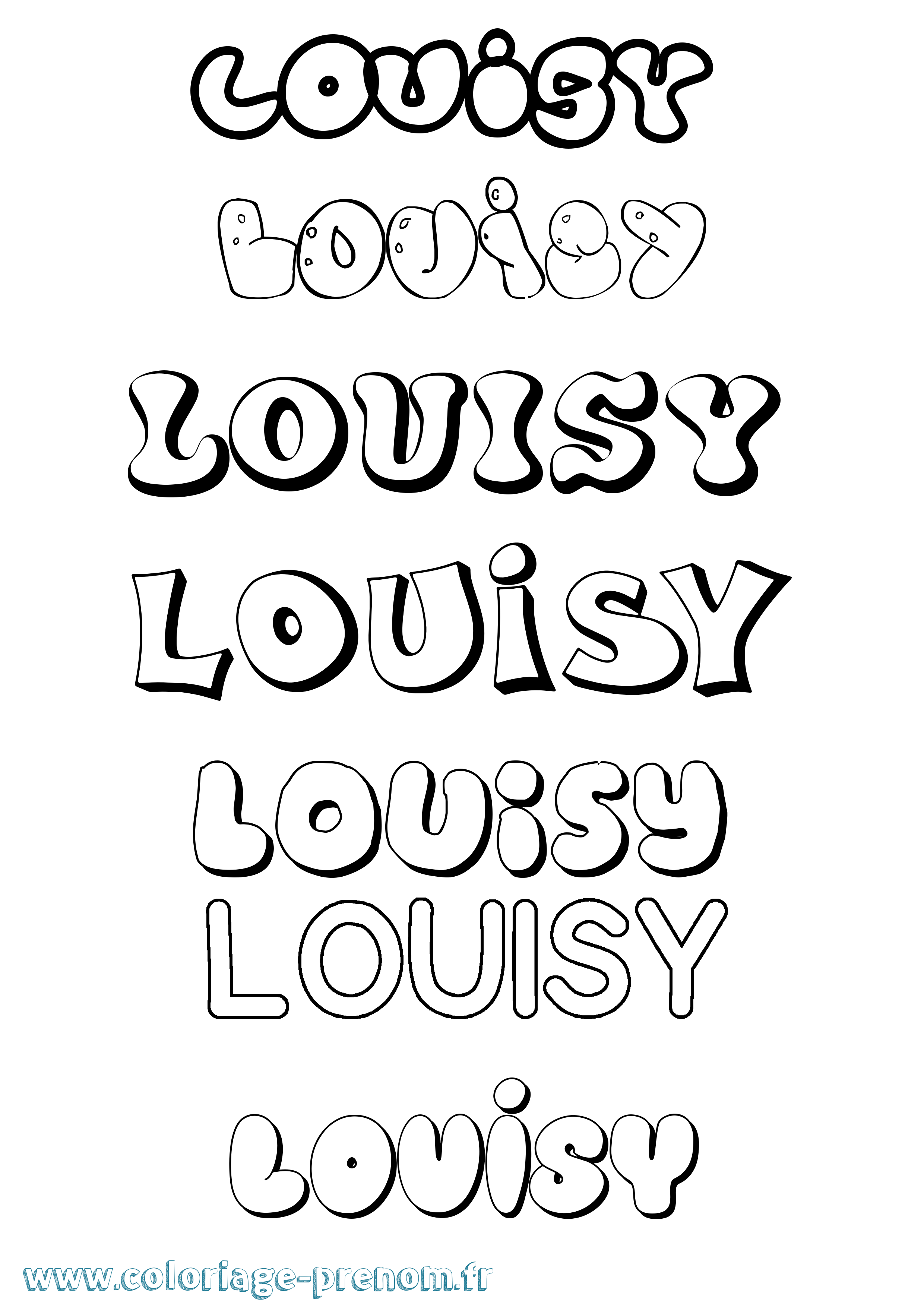 Coloriage Louisy Bubble Coloriage prénom Louisy Bubble