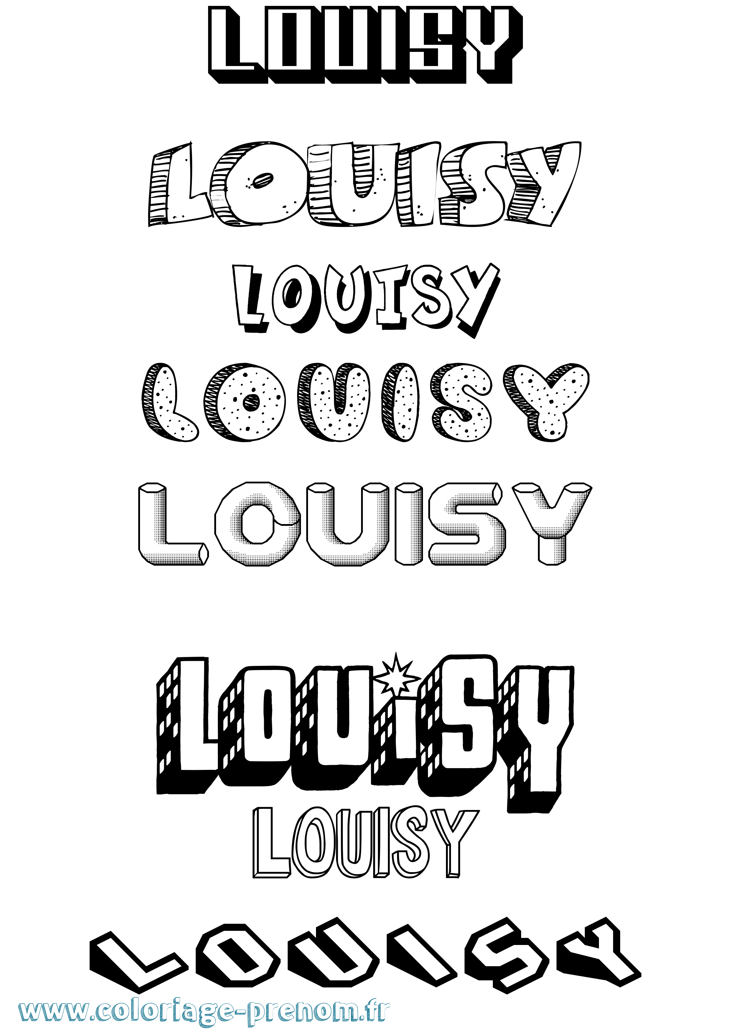 Coloriage Louisy Effet 3D Coloriage prénom Louisy Effet 3D