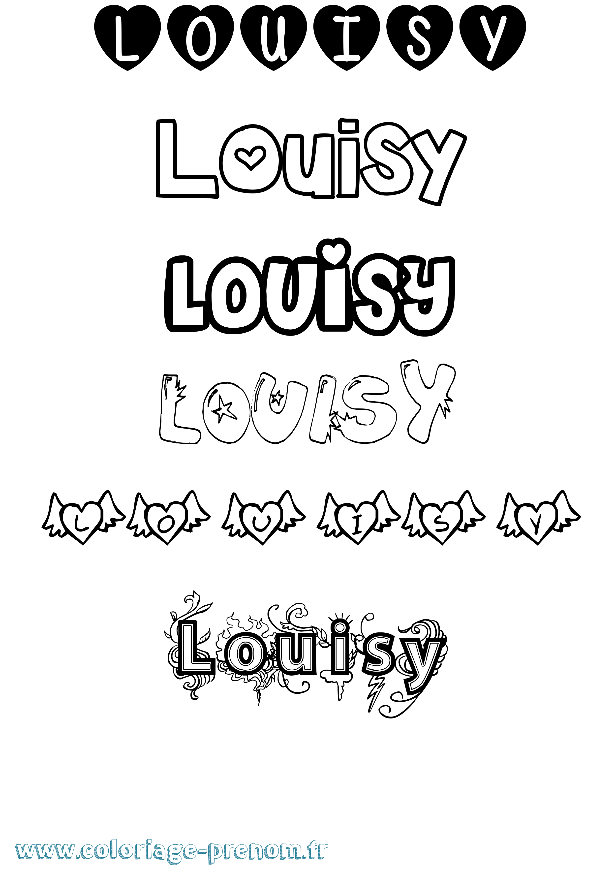 Coloriage Louisy Girly Coloriage prénom Louisy Girly