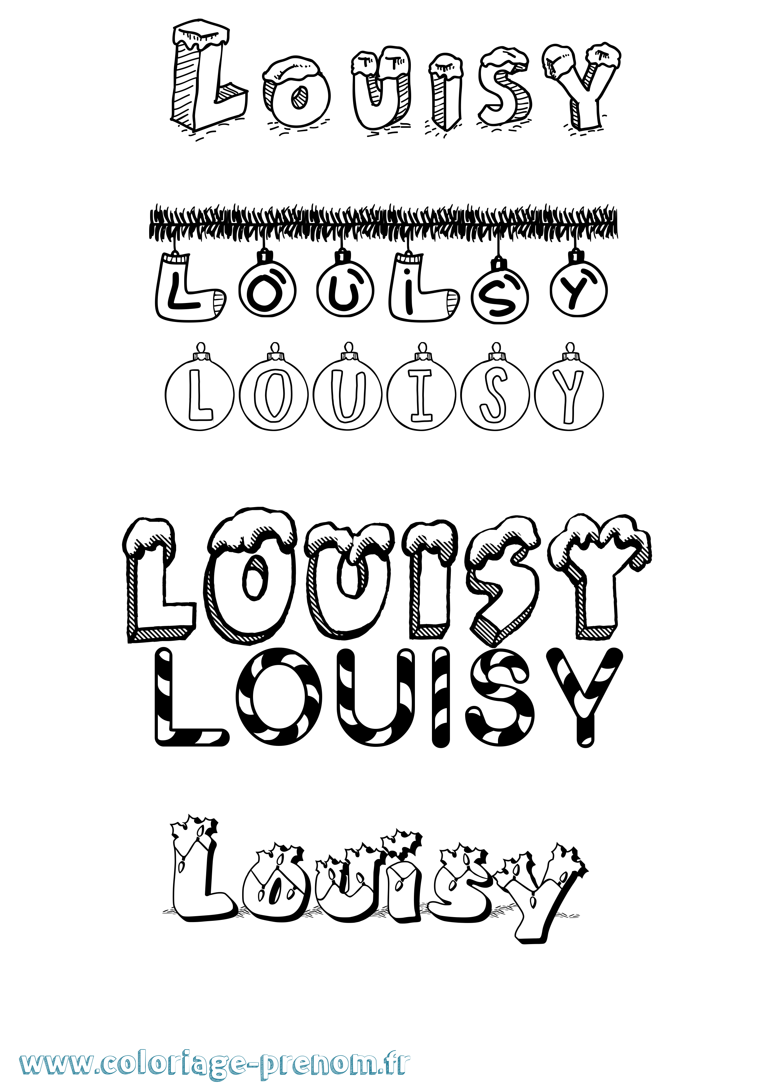 Coloriage Louisy Noël Coloriage prénom Louisy Noël
