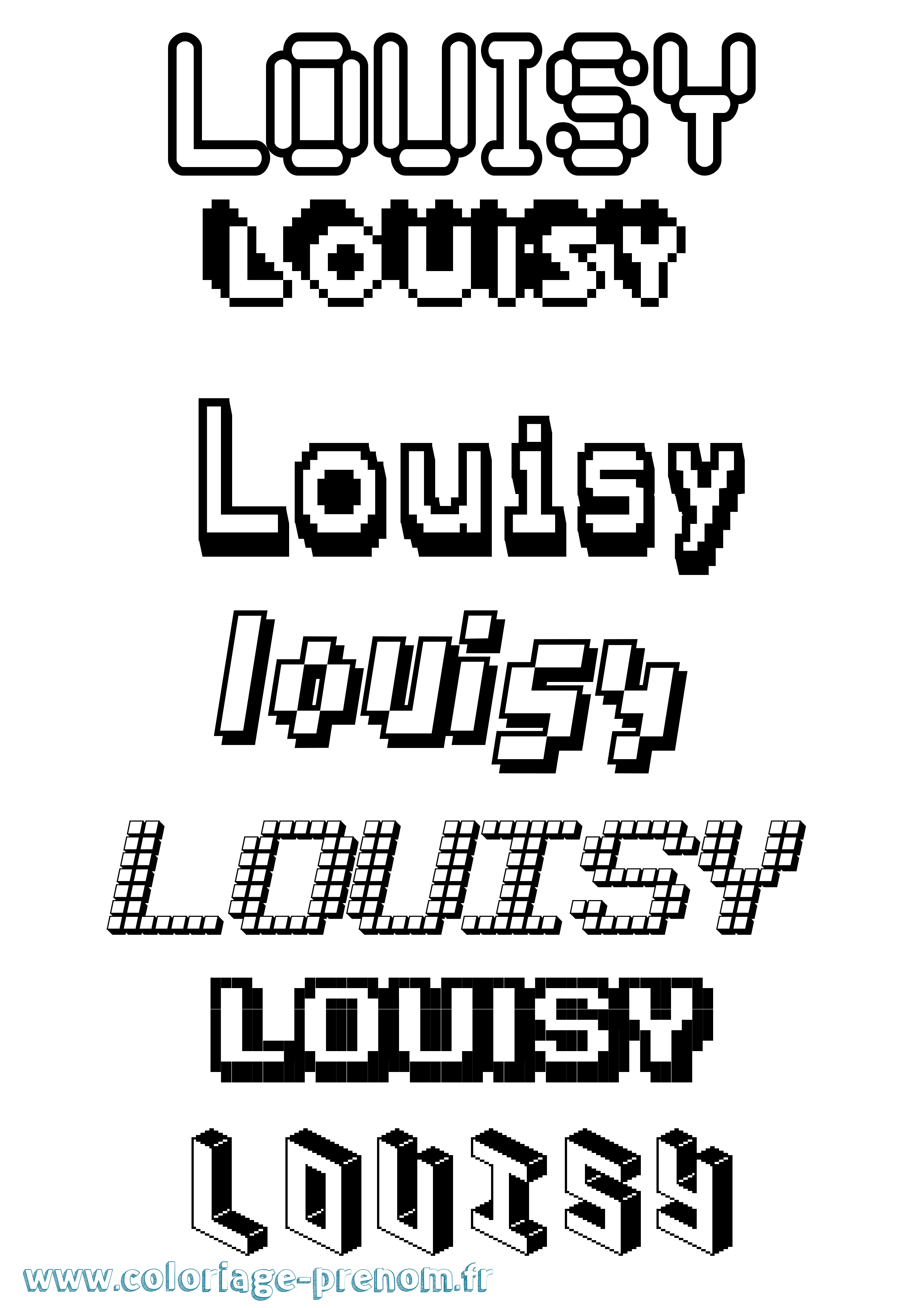 Coloriage Louisy Pixel Coloriage prénom Louisy Pixel