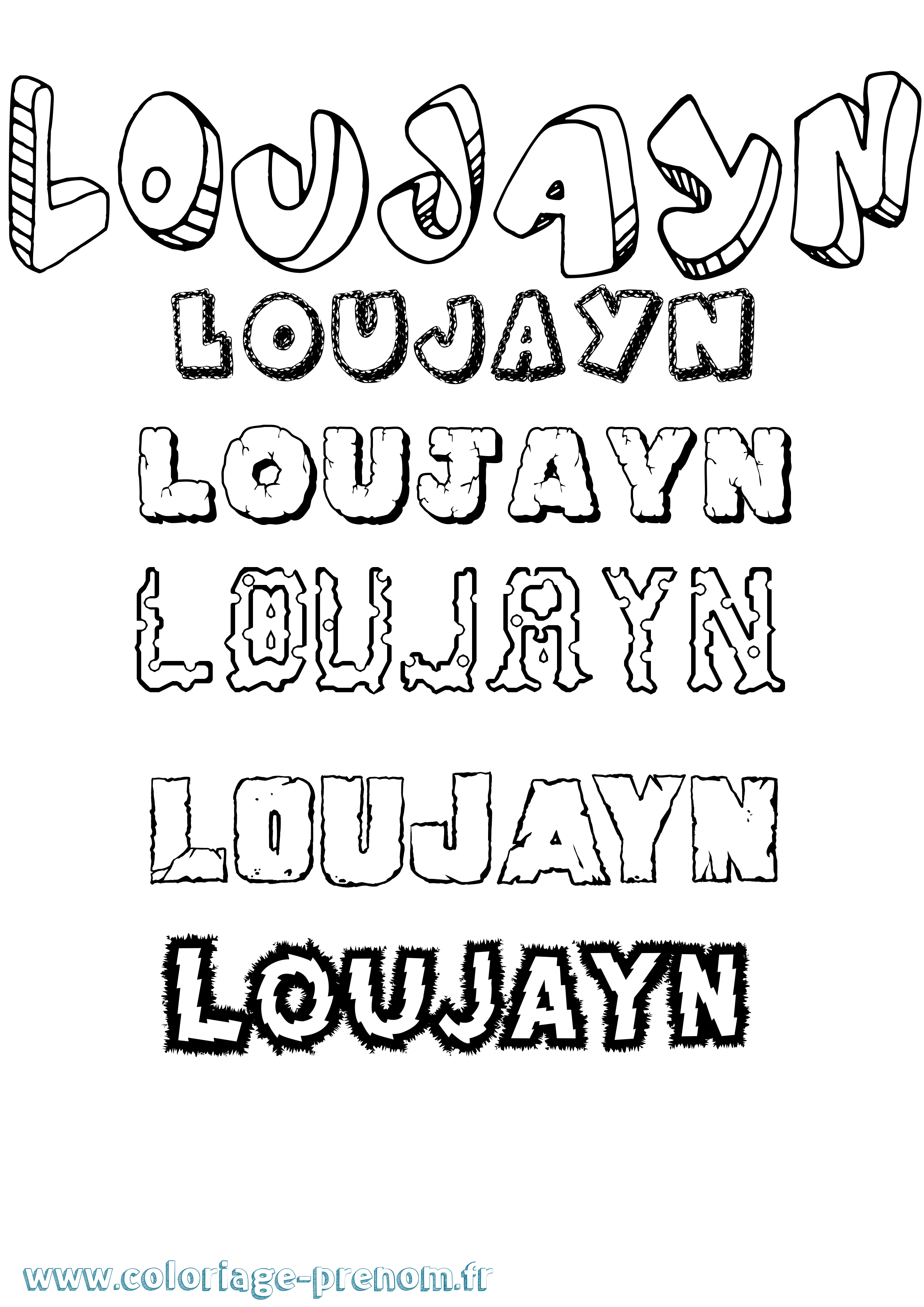 Coloriage Loujayn Destructuré Coloriage prénom Loujayn Destructuré