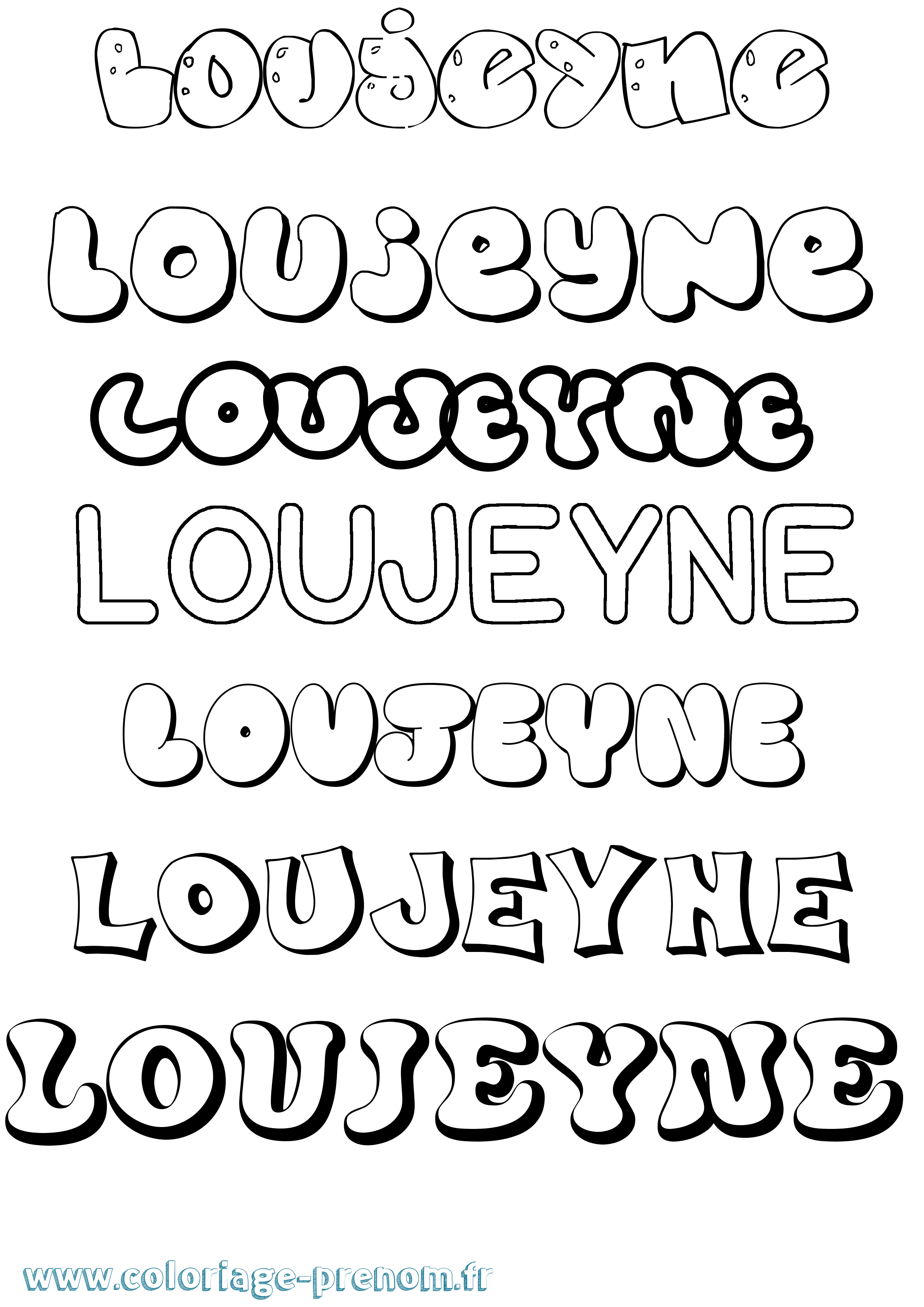 Coloriage Loujeyne Bubble Coloriage prénom Loujeyne Bubble
