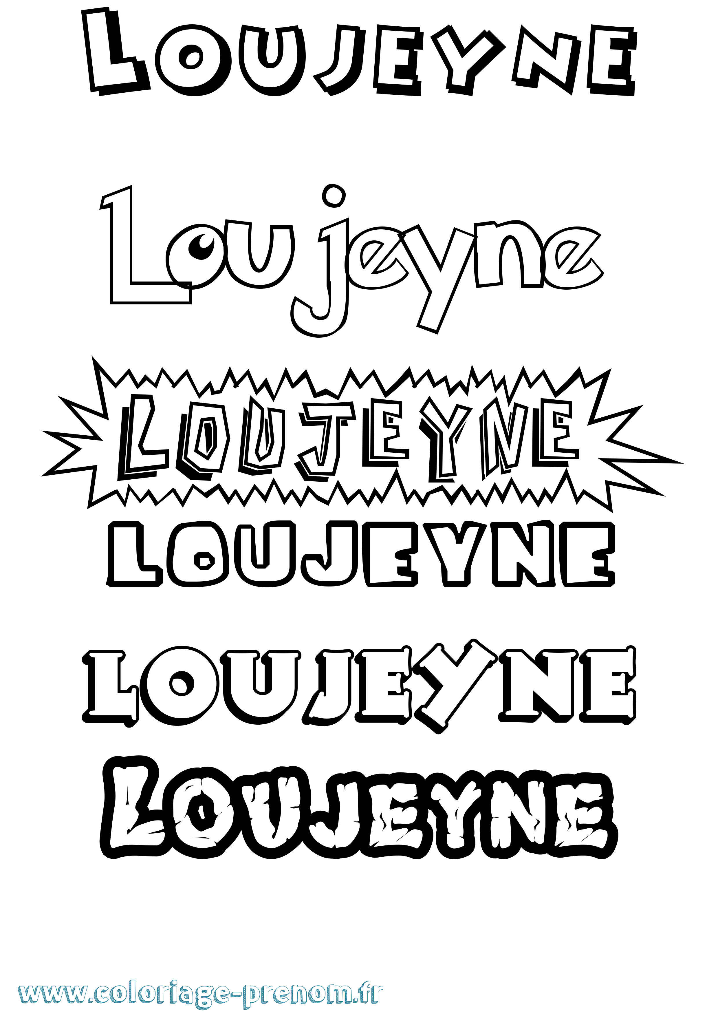 Coloriage Loujeyne Dessin Animé Coloriage prénom Loujeyne Dessin Animé